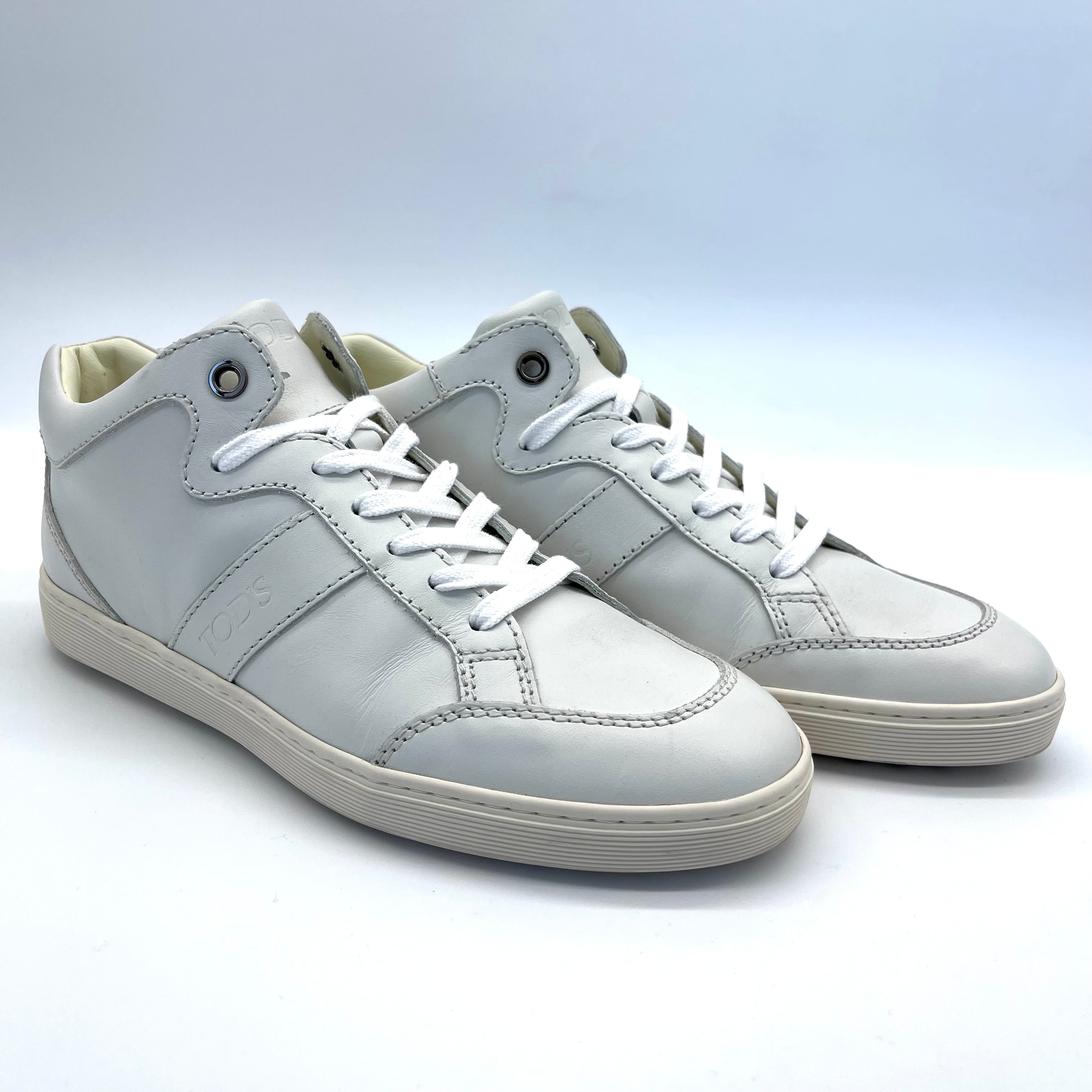 2510 TOD'S Leather Sneakers Size 37 Women's White Logo