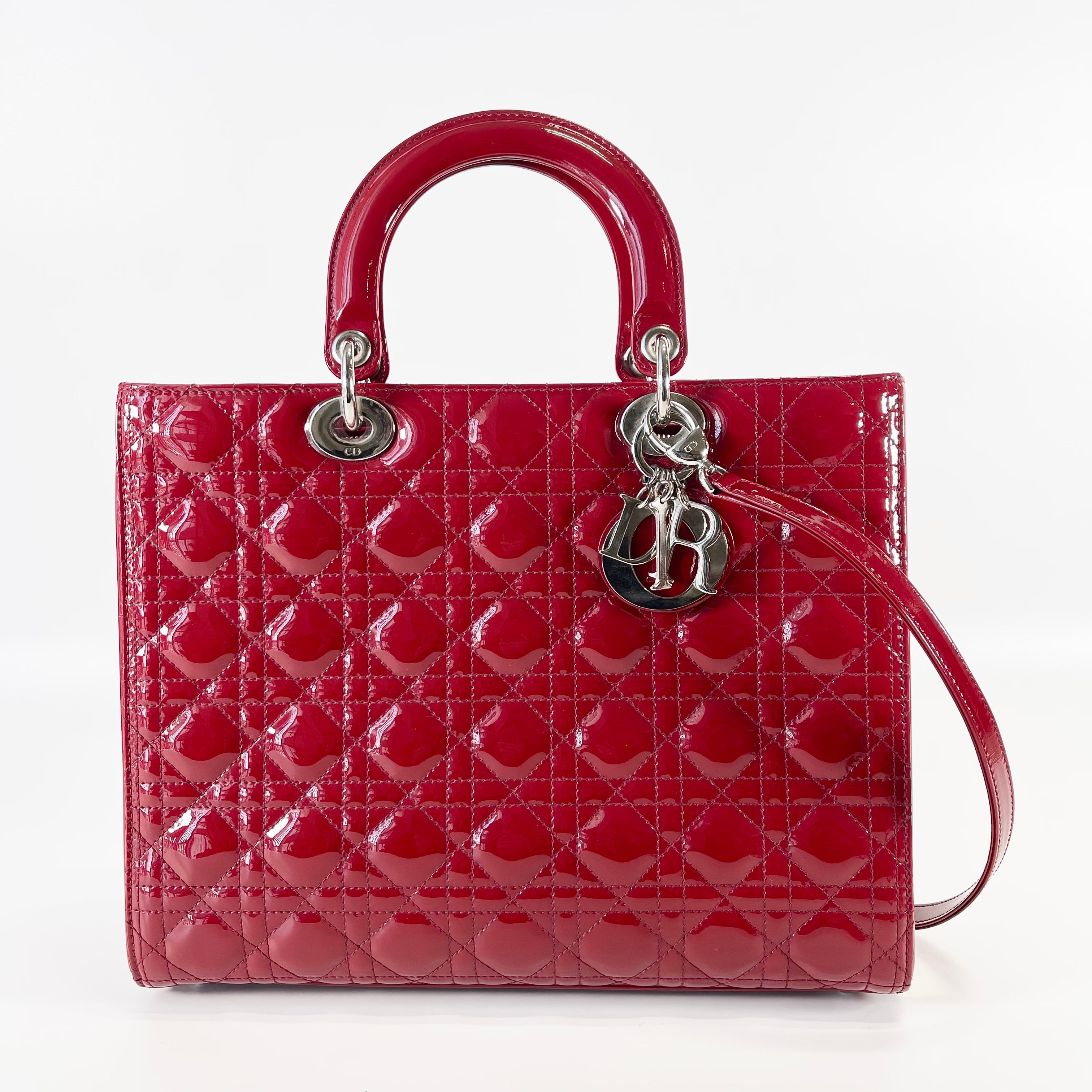 2602 secondhand CD Lady Dior patent Red