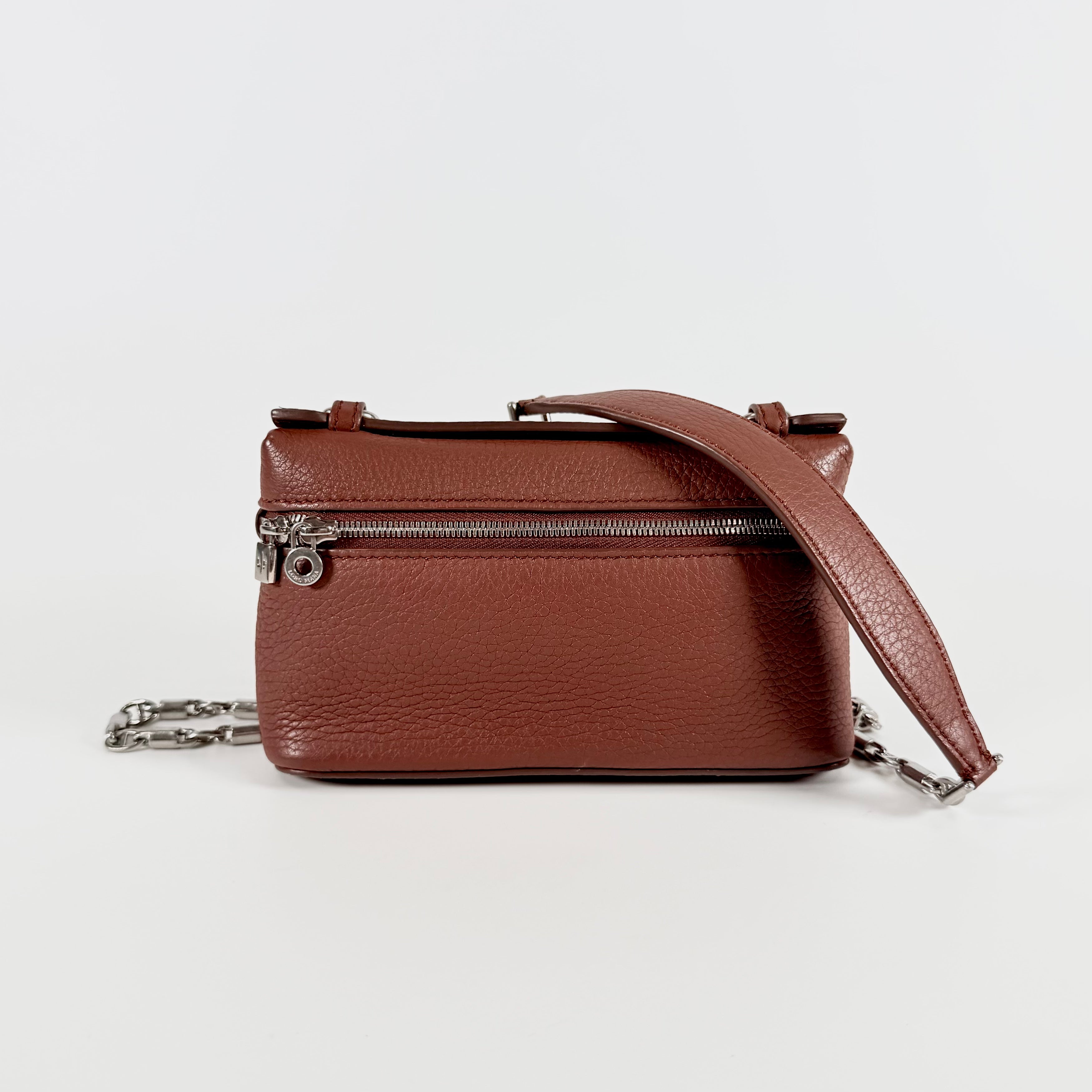 2608 secondhand Loro Piana St pocket leather Chain Shoulder Bag Brown