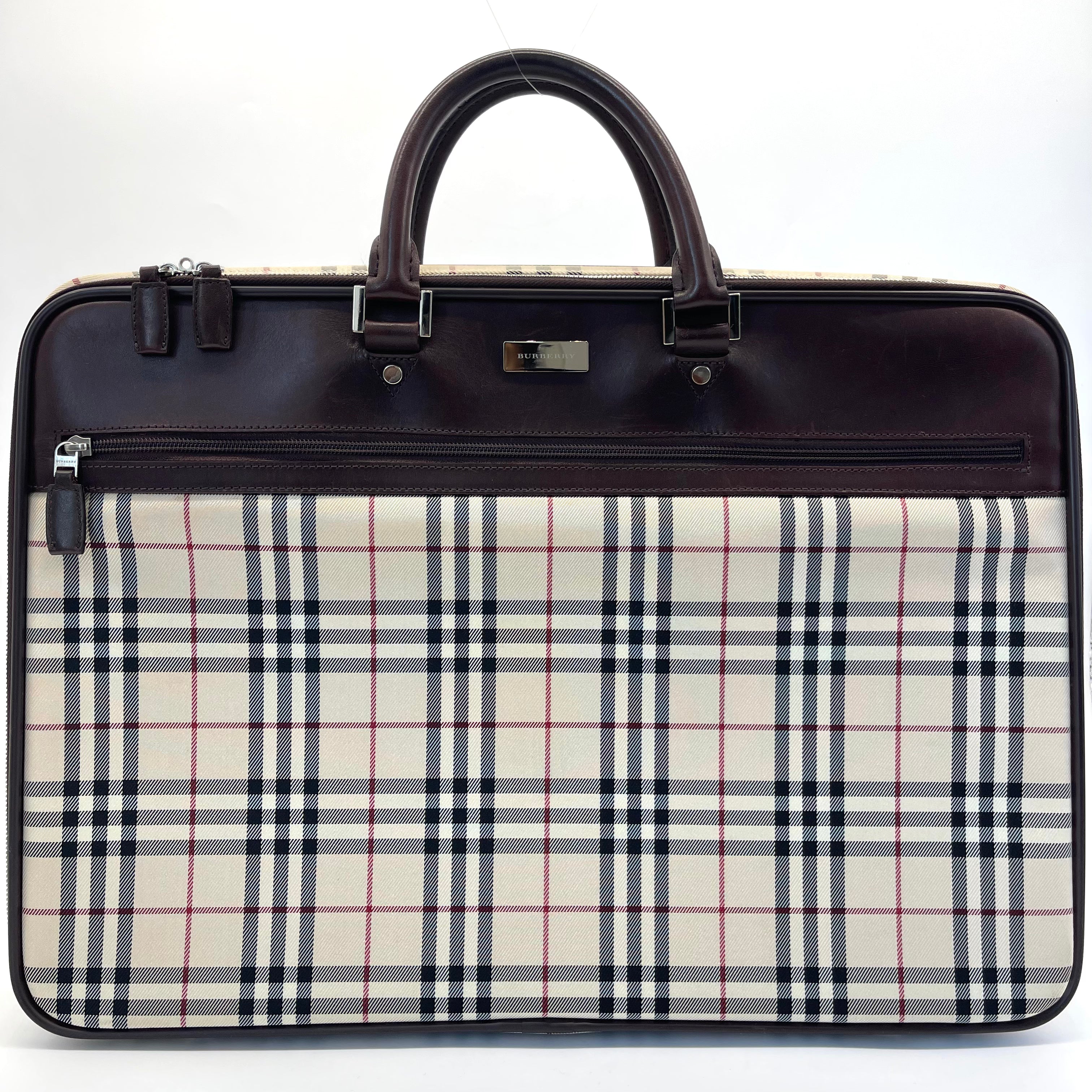 2511 BURBERRY Nova Check Business Bag in Beige and Brown Leather and Canvas