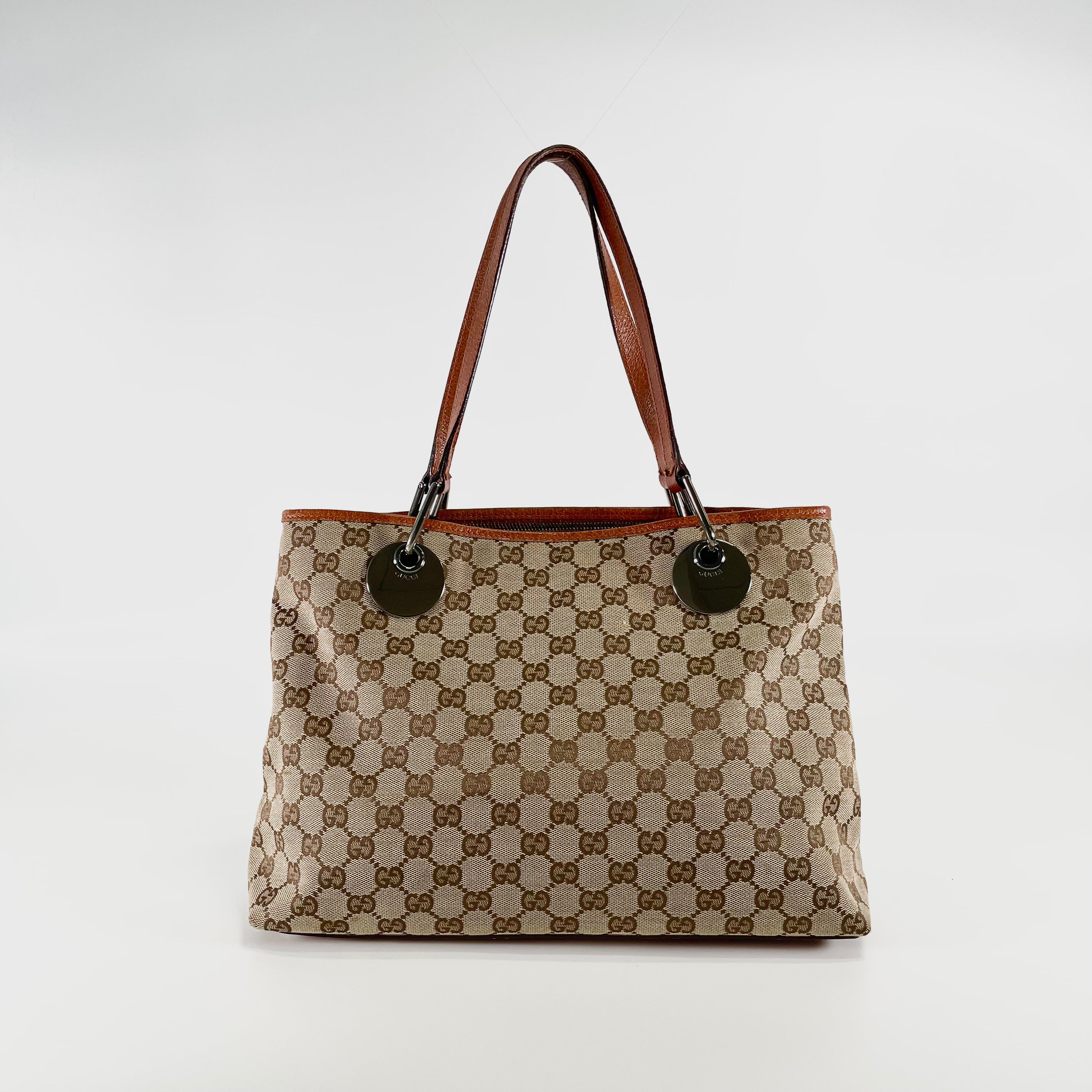 2601 secondhand GUCCI Eclipse Tote Bag 120837 GG canvas orange Brown