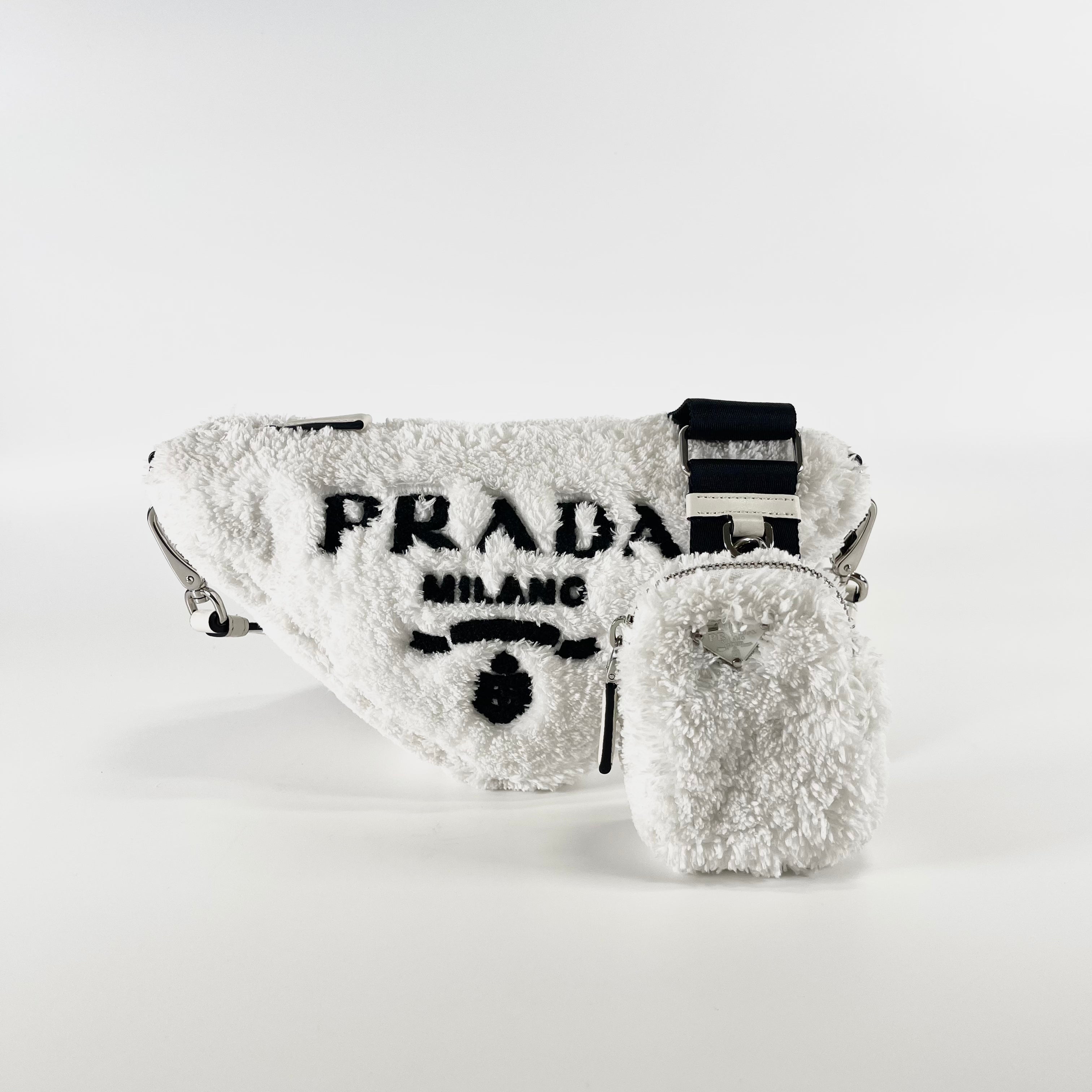 2601 secondhand PRADA Shoulder bag 1BH190 pile / white