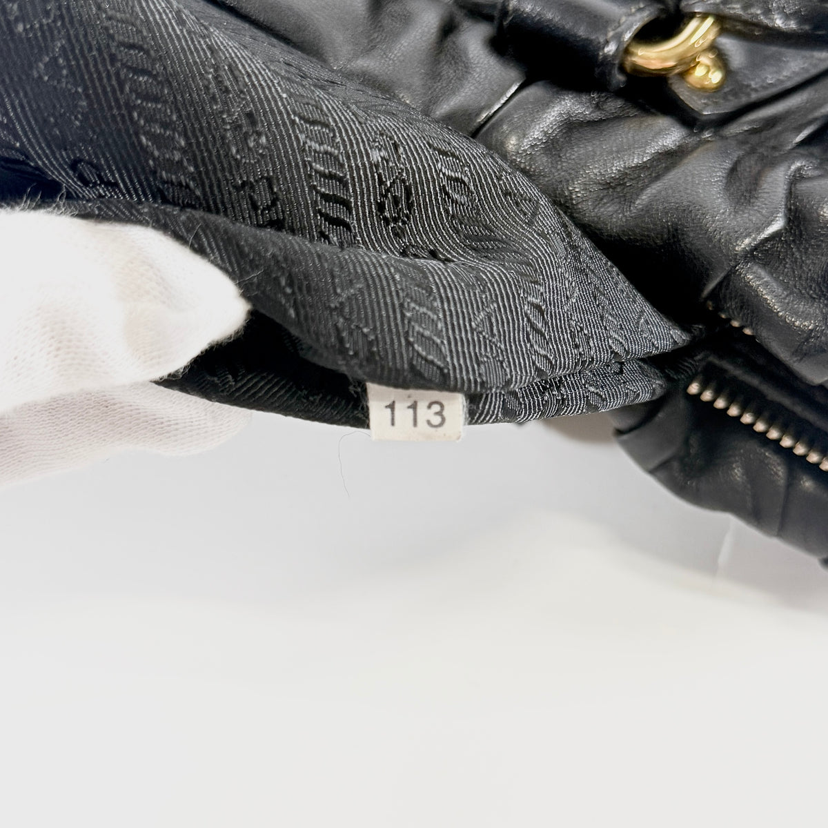 2607 secondhand PRADA 2WAY Nappa Gaufre Tote black