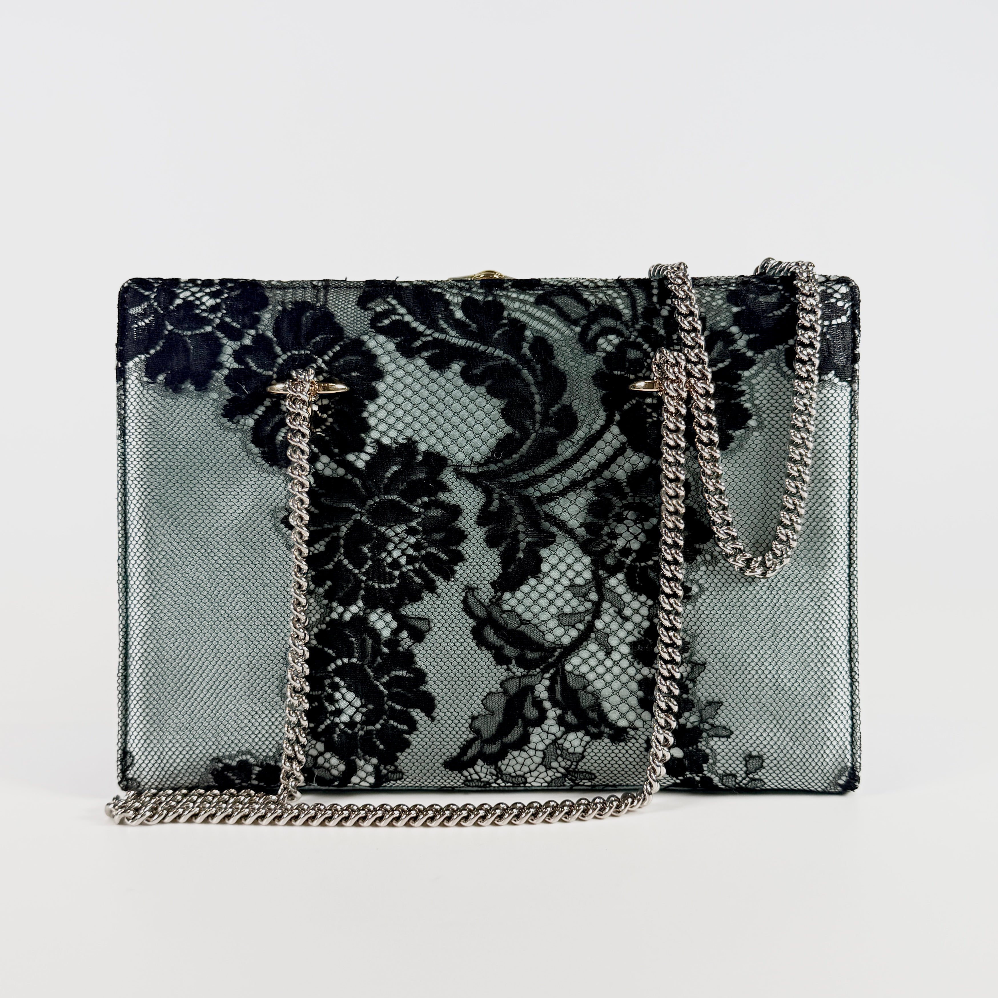 2608 secondhand VALENTINO Chain Shoulder Bag Lace Blue
