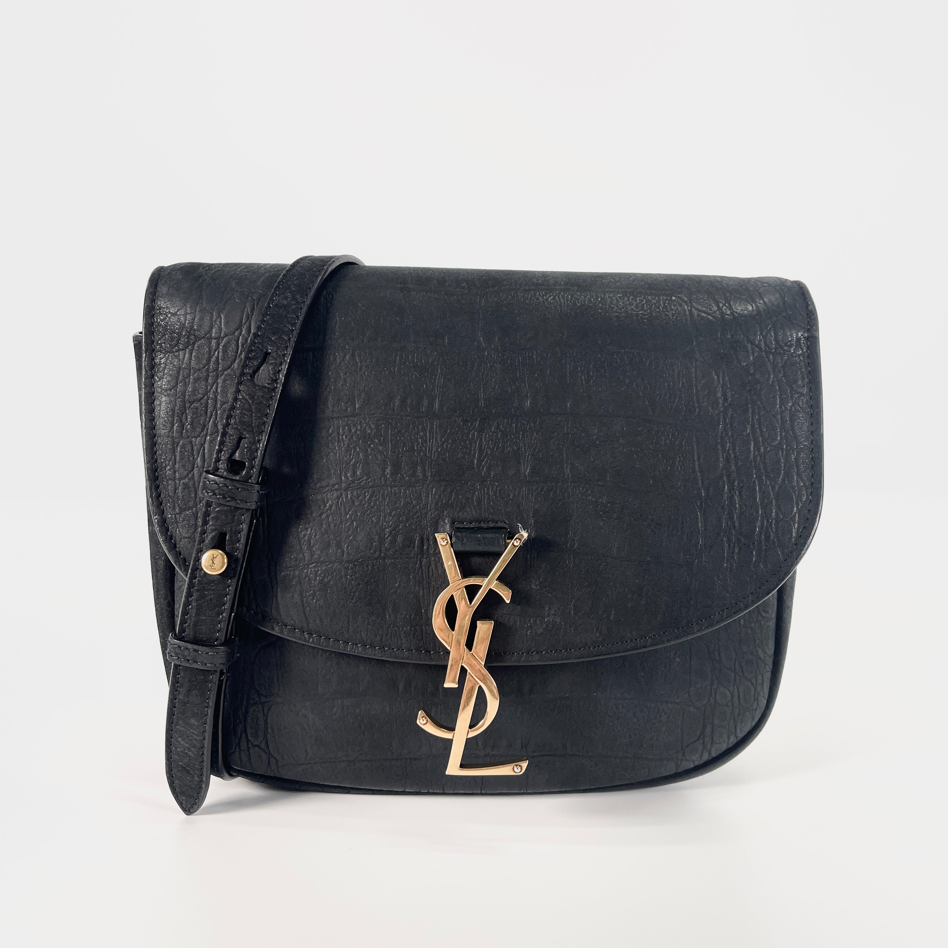 2603 secondhand SAINTLAURENT Saint Laurent Paris Crocodile Embossed Shoulder bag black 634818