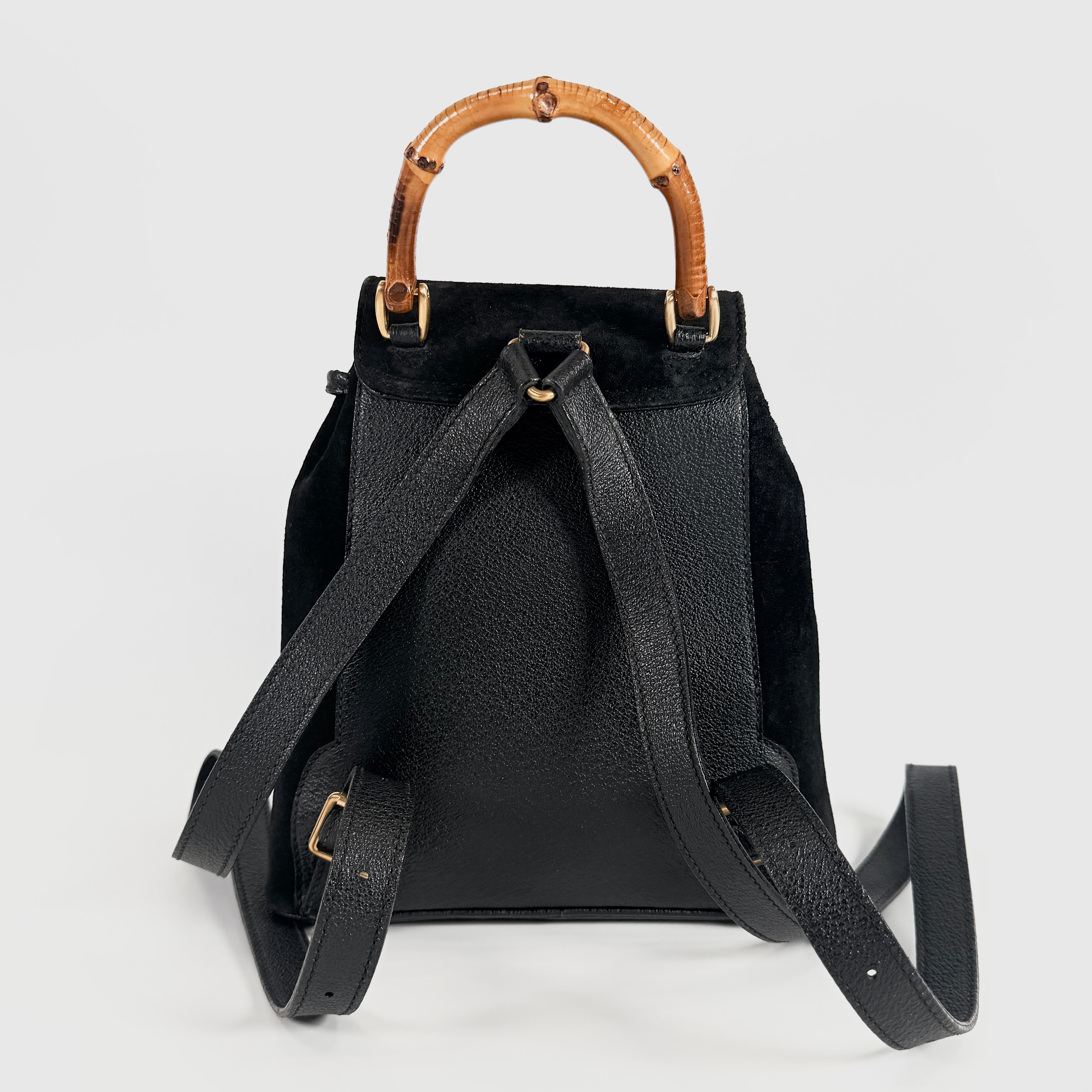 2606 Secondhand Gucci Bamboo Suede & Leather Backpack Bag