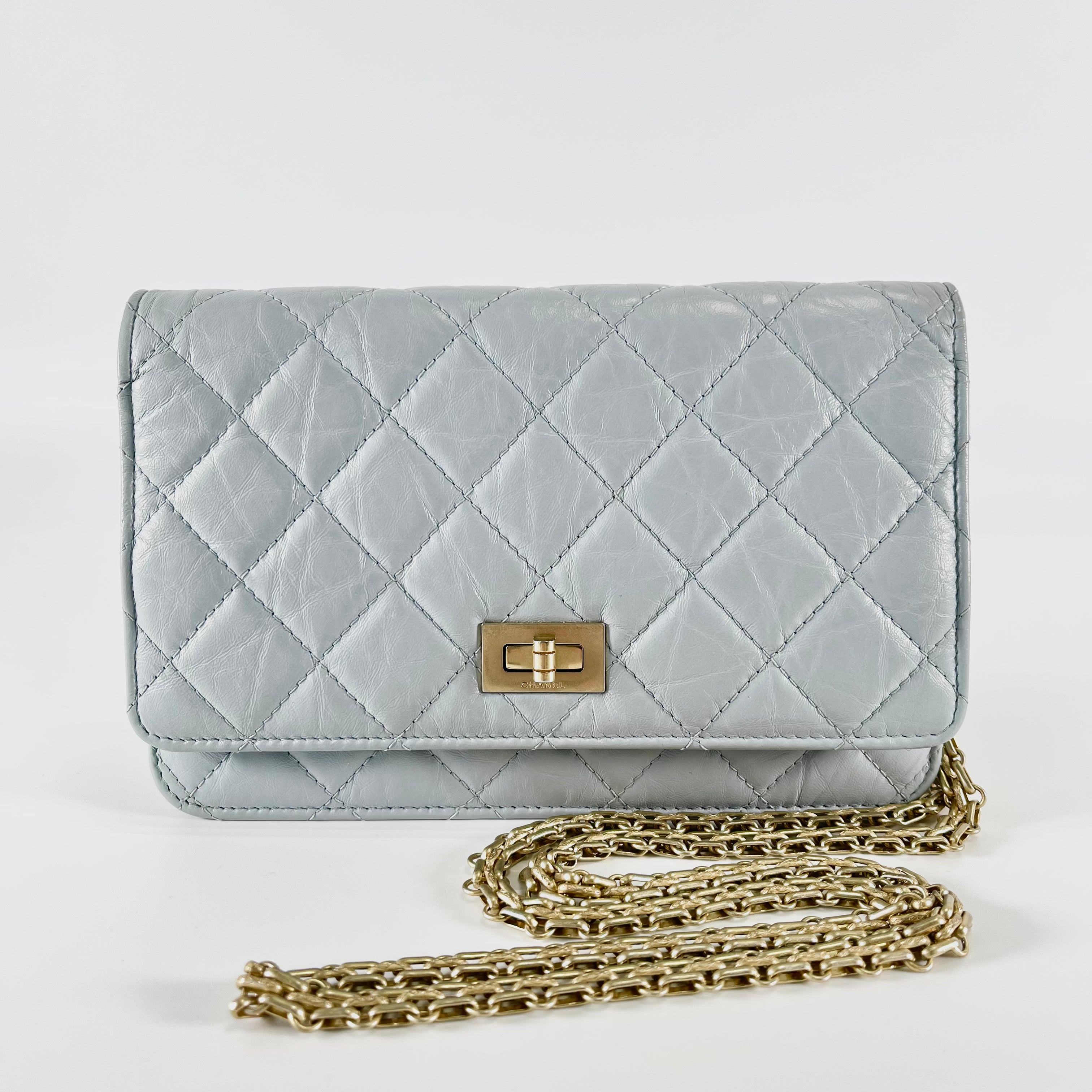 2603 secondhand CHANEL 2.55 Chain Wallet calf 70328