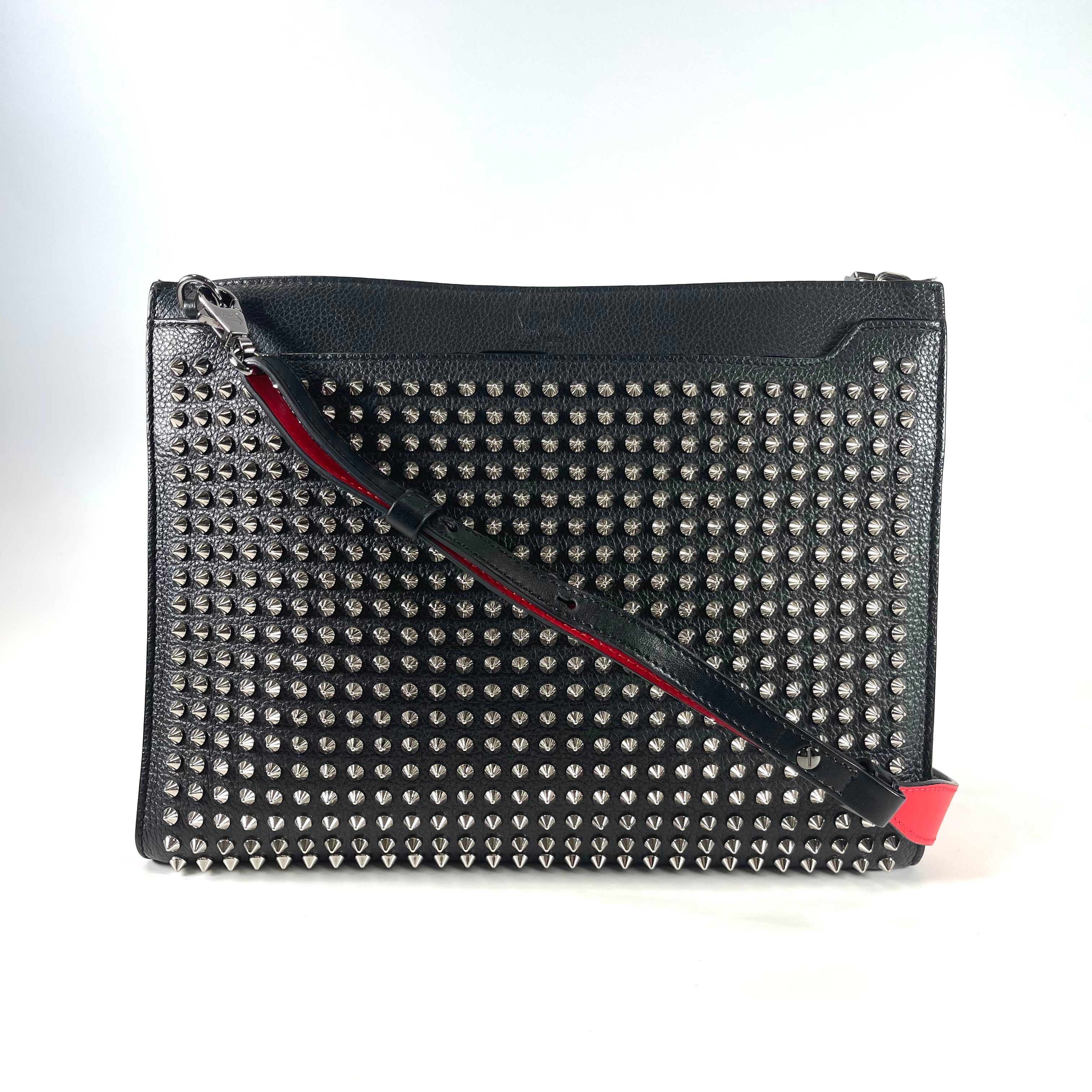 2601 Christian Louboutin leather pouch spy studs black strap