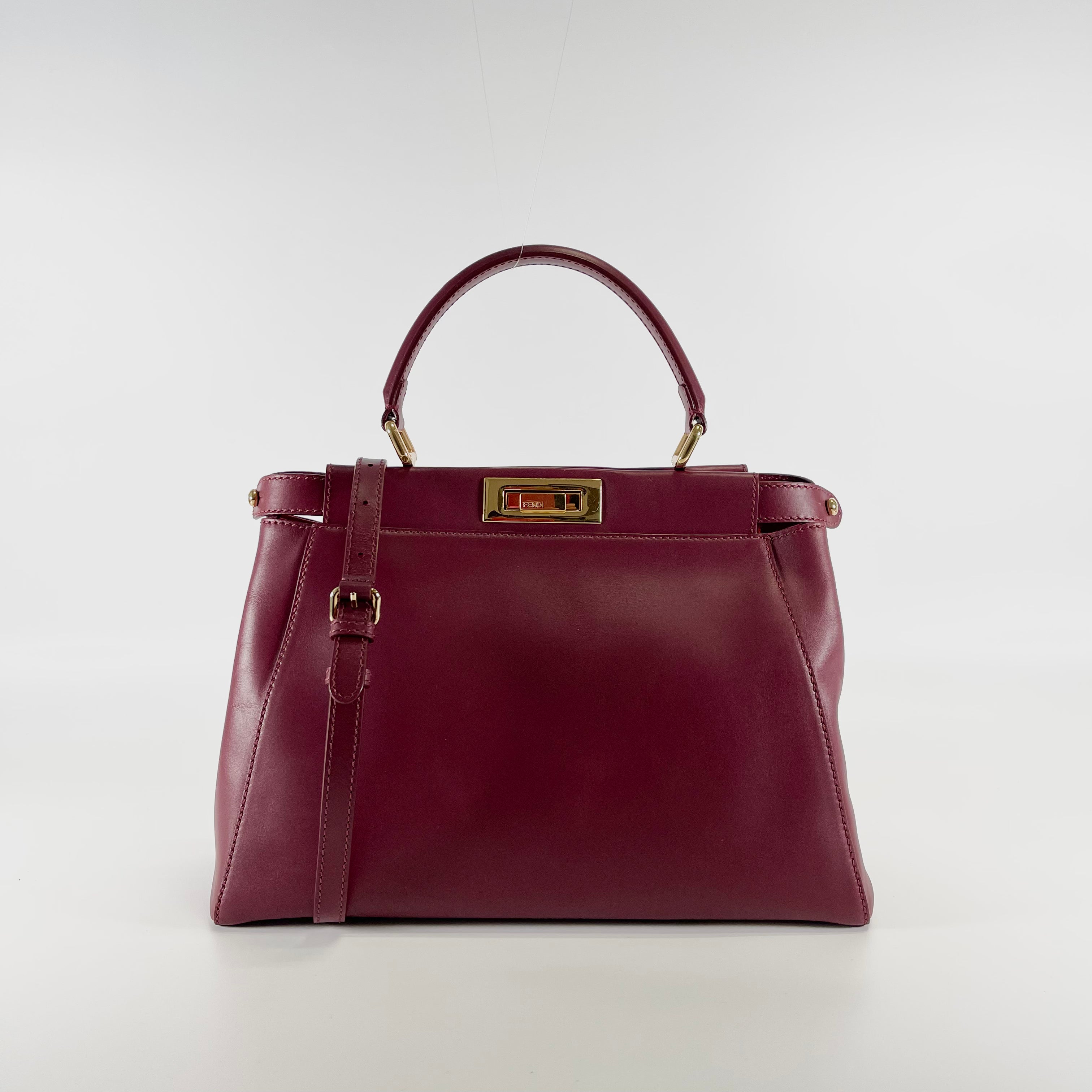 2601 secondhand FENDI Peekaboo regular leather 2WAY hand bag Red 8BN226