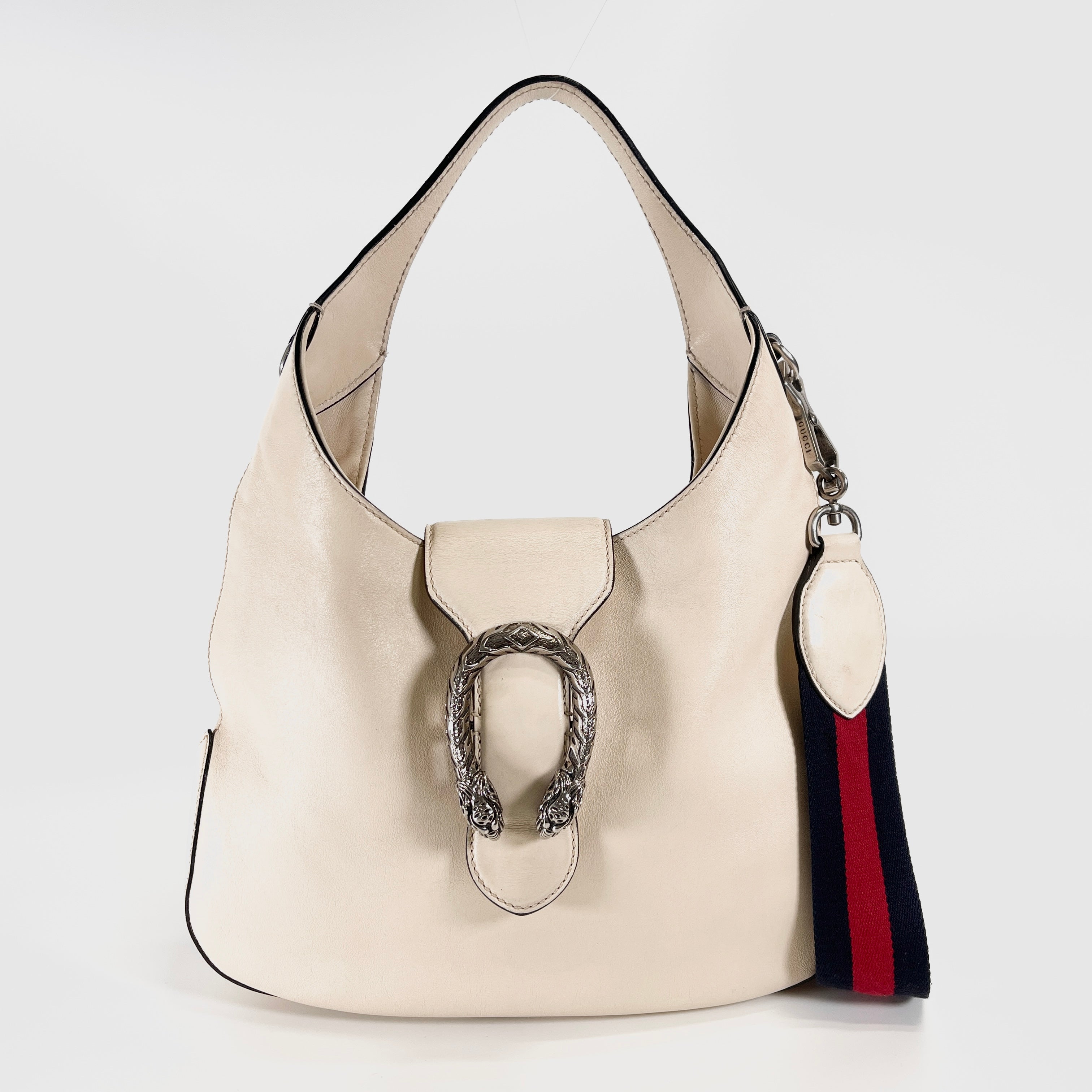 2604 secondhand GUCCI Dionysus leather 2WAY Shoulder bag white 444072はさ