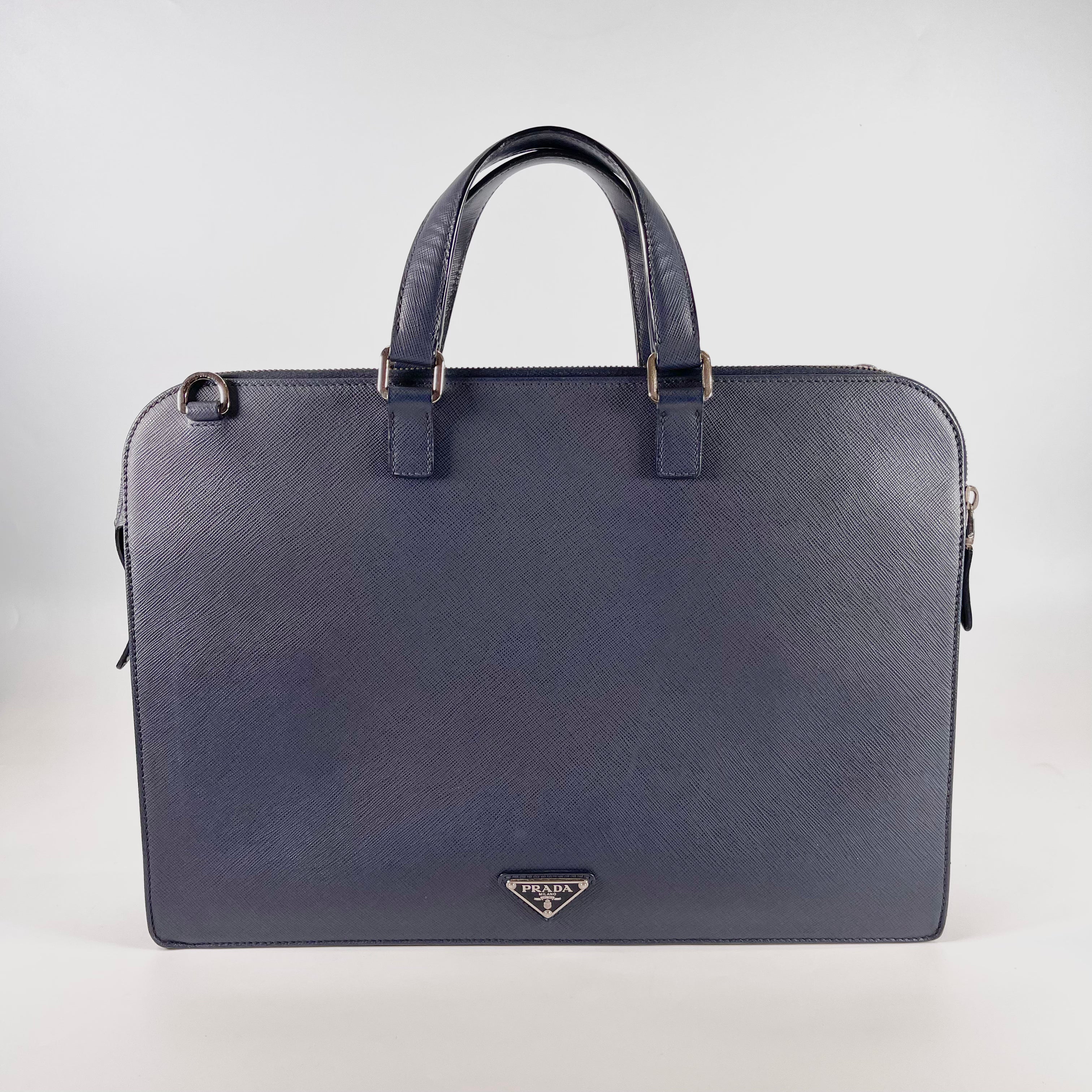 2602 secondhand PRADA brand bag leather business blue