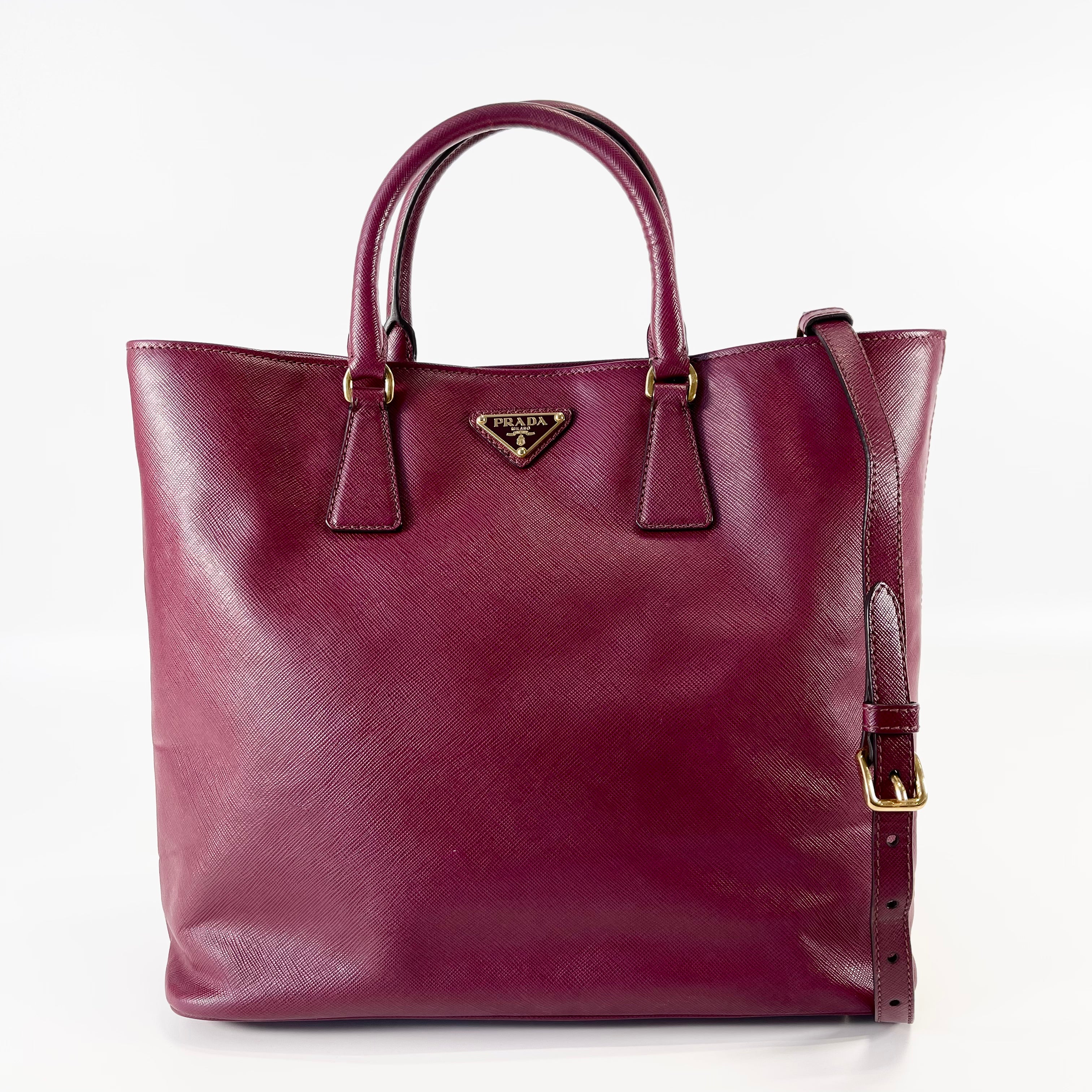 2602 secondhand PRADA Saffiano leather 2WAY Tote Bag Red