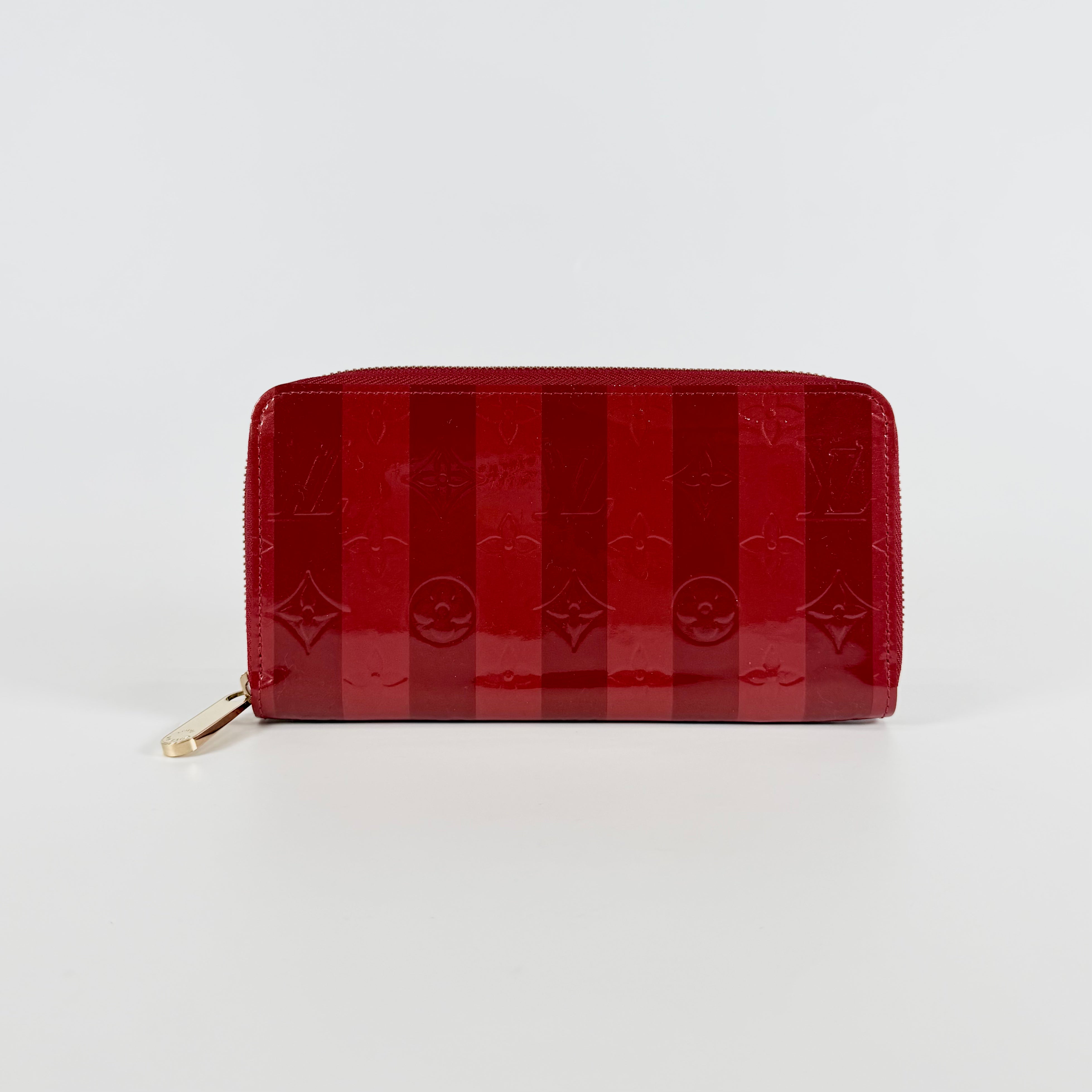 2608 secondhand LV M58036 Vernis Rayures Zippy Wallet Poppy Petal