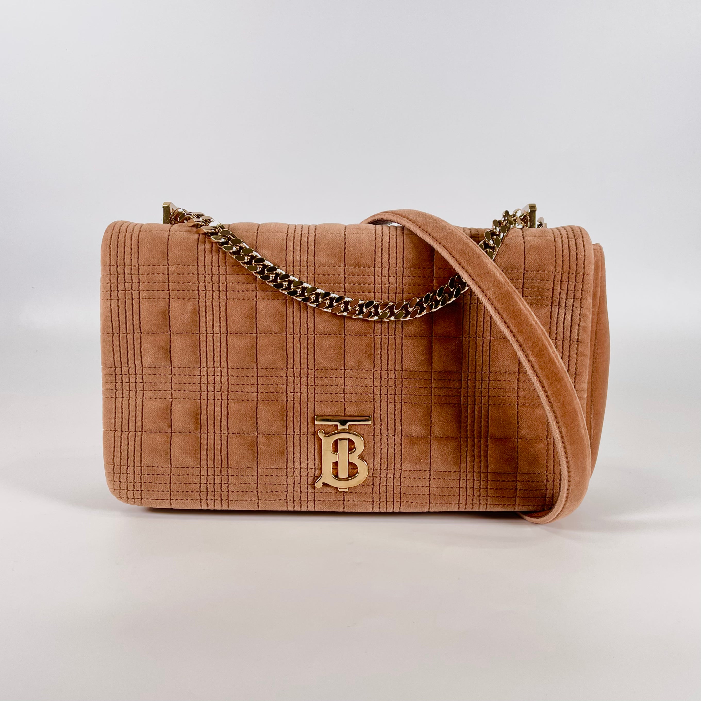 2601 secondhand BURBERRY TB velvet Shoulder bag AB Rank