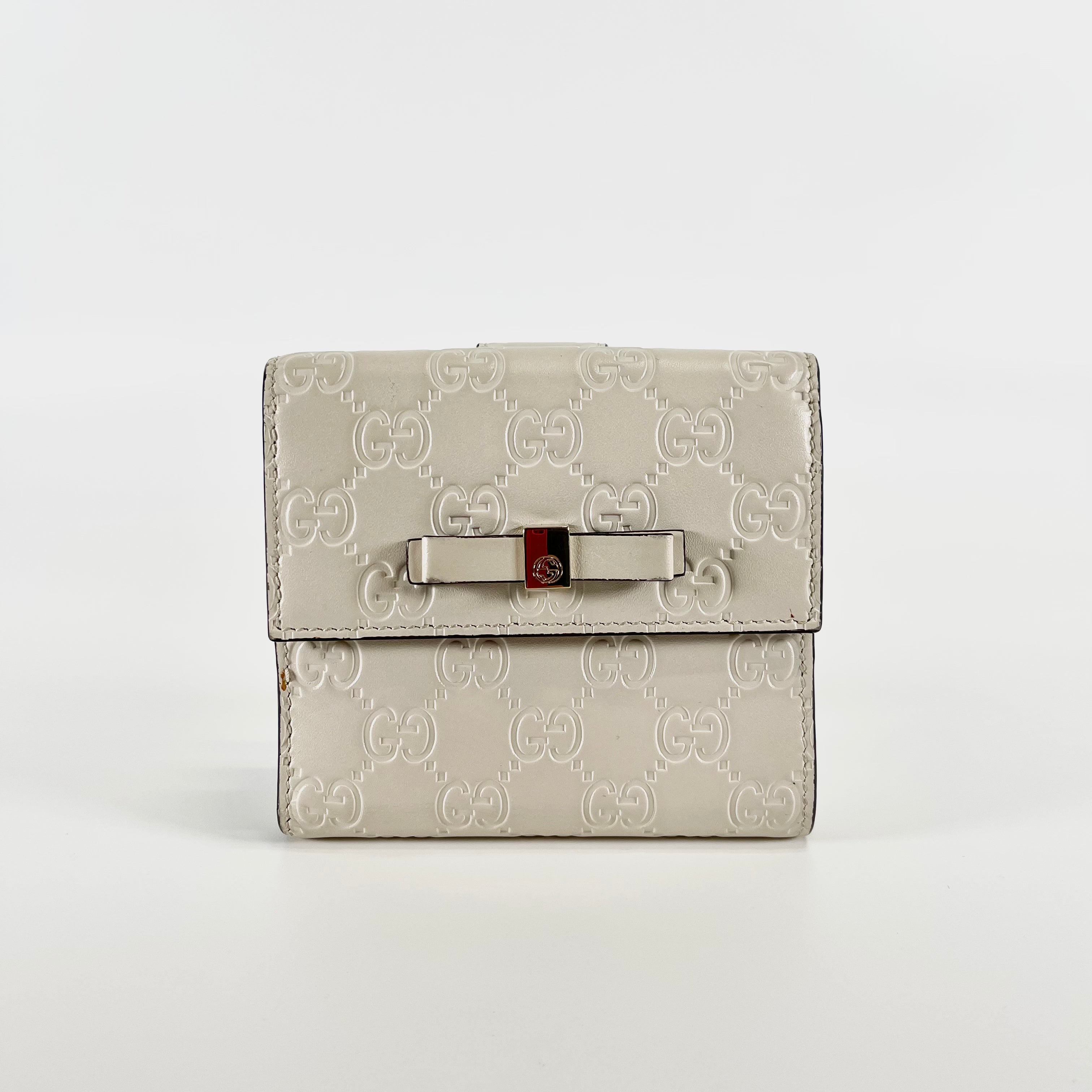 2602 secondhand GUCCI Guccissima ribbon Bifold wallet