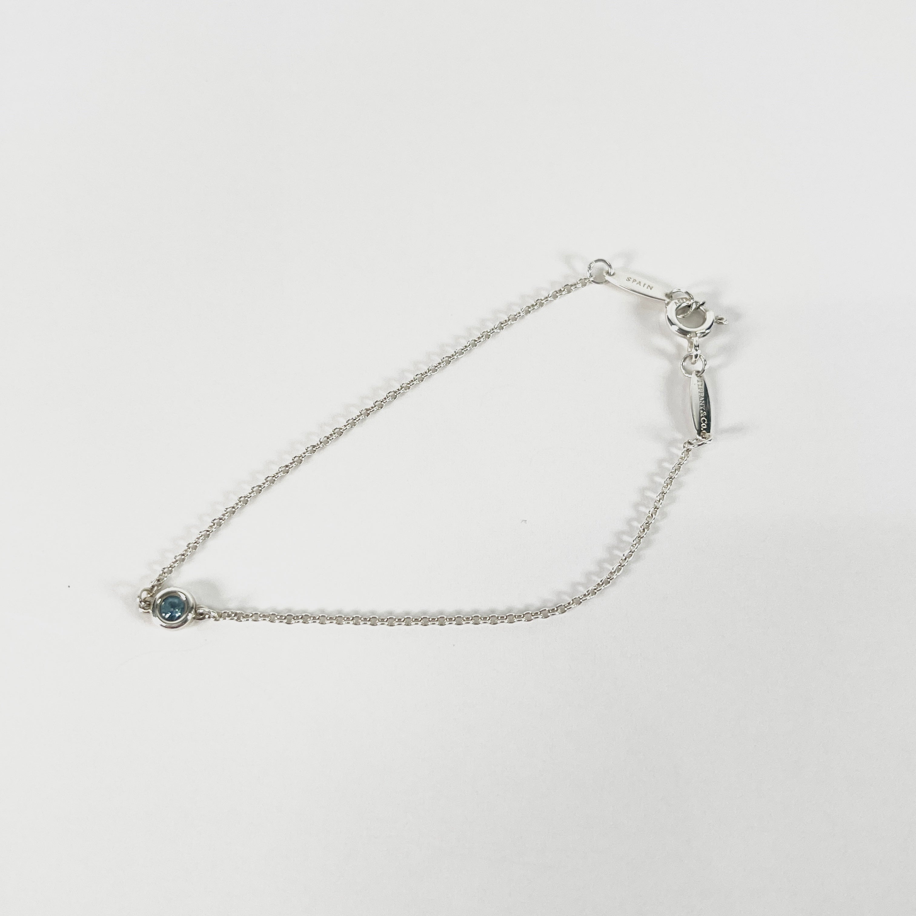 2604 secondhand TIFFANY&Co color By the Yard bracelet 925 0.9g Silver Aquamarine