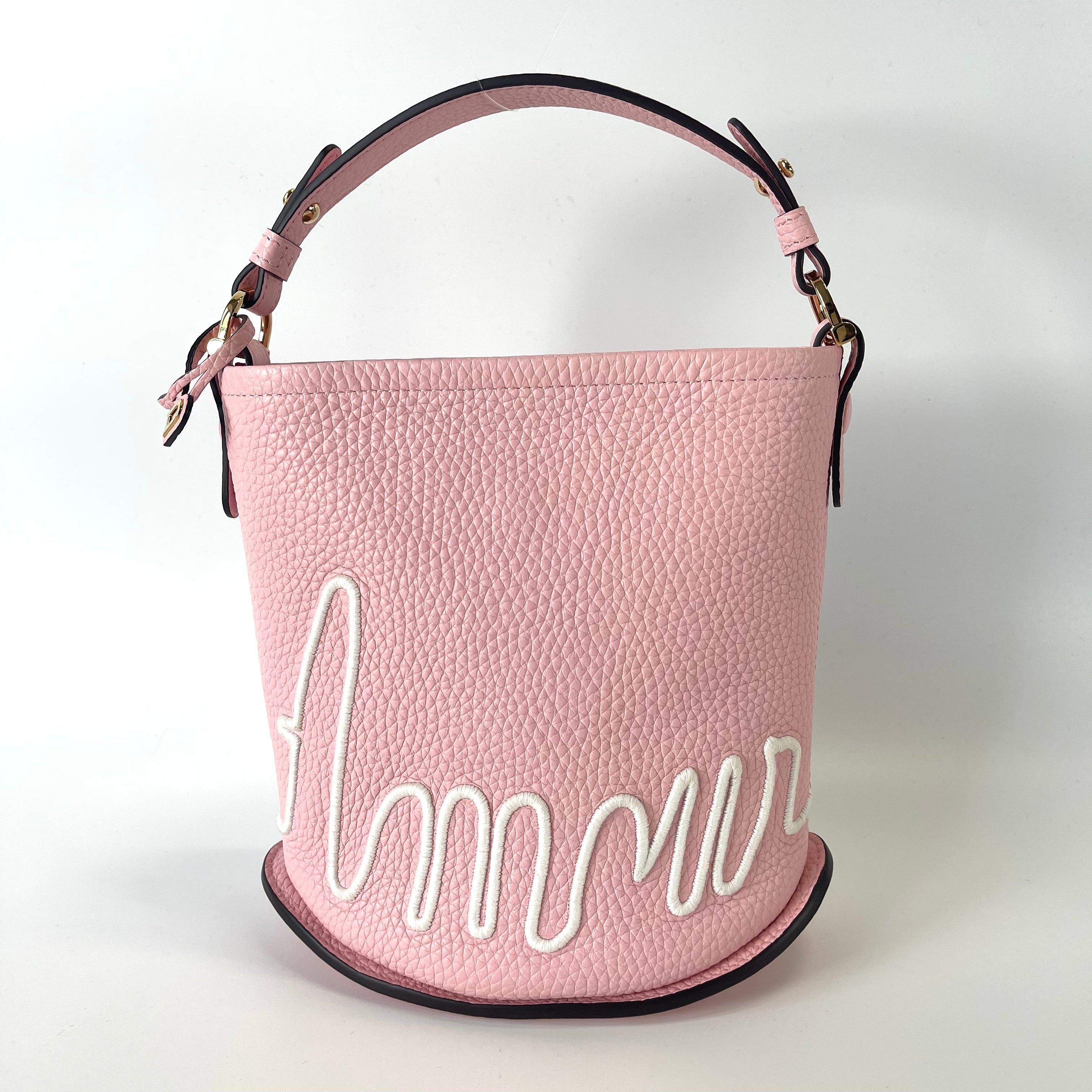 2512 secondhand  DELVAUX leather De bucket mini Bloom × ivory