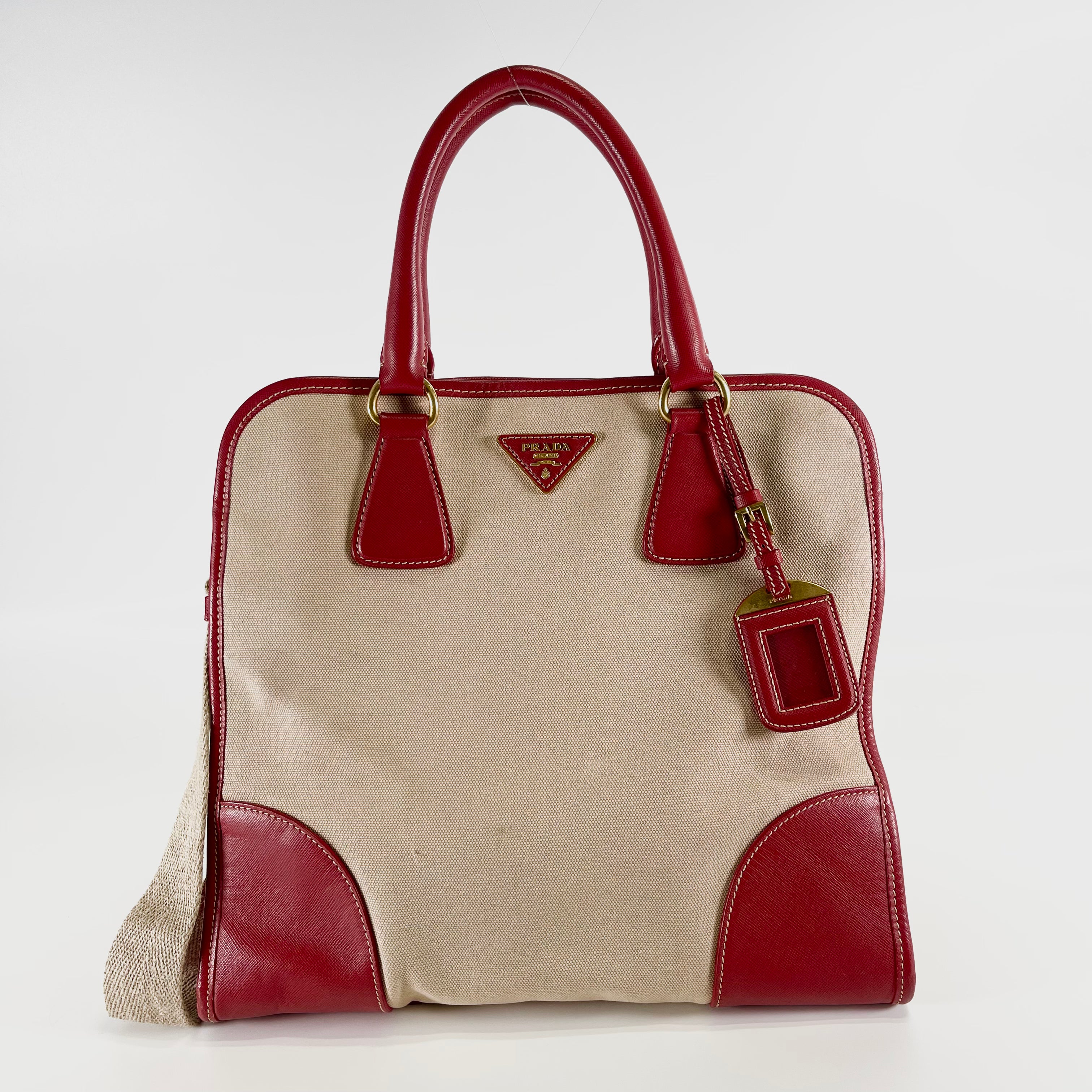 2602 secondhand PRADA canvas 2WAY bag