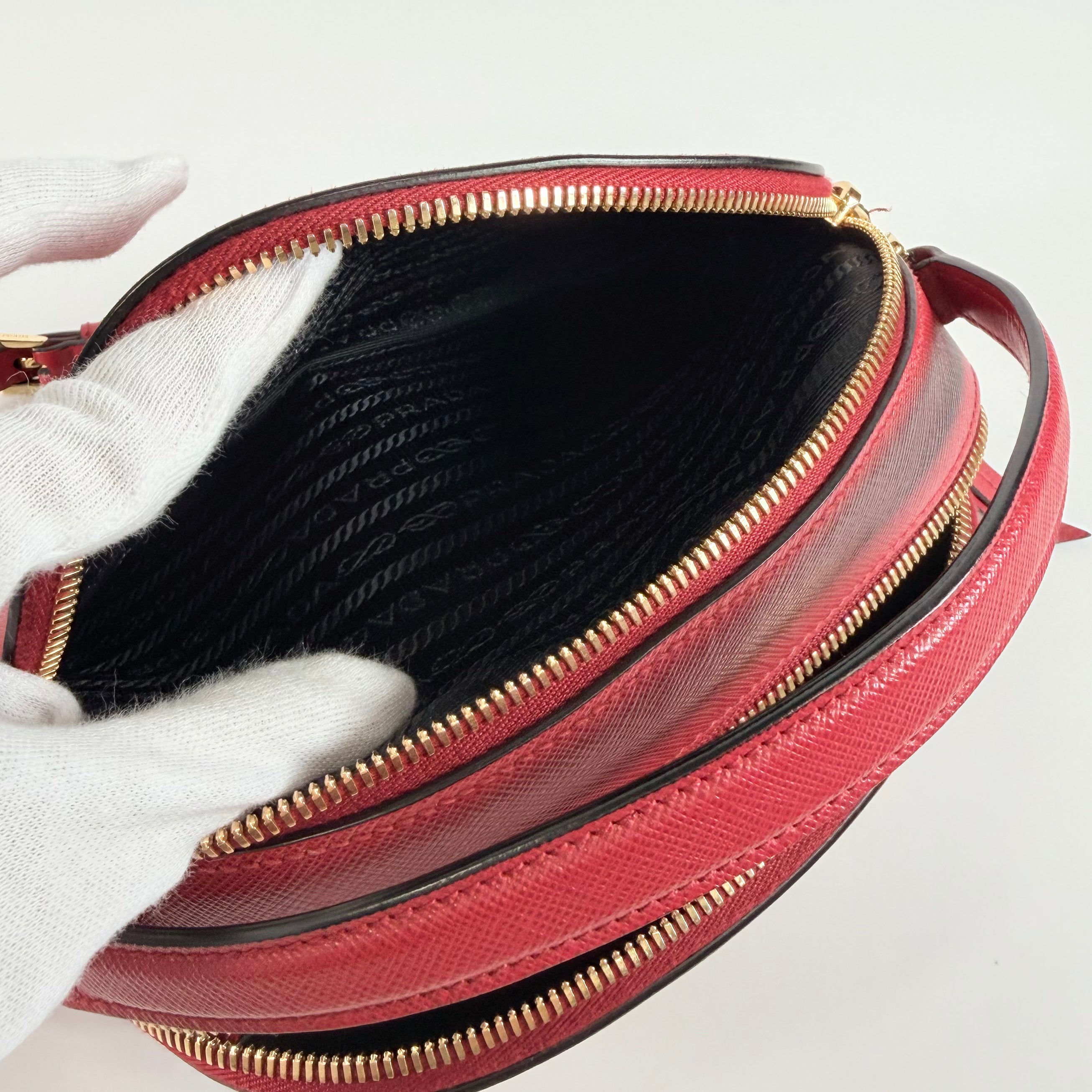 2608 secondhand PRADA Saffiano leather 2WAY hand bag Red 1BH123