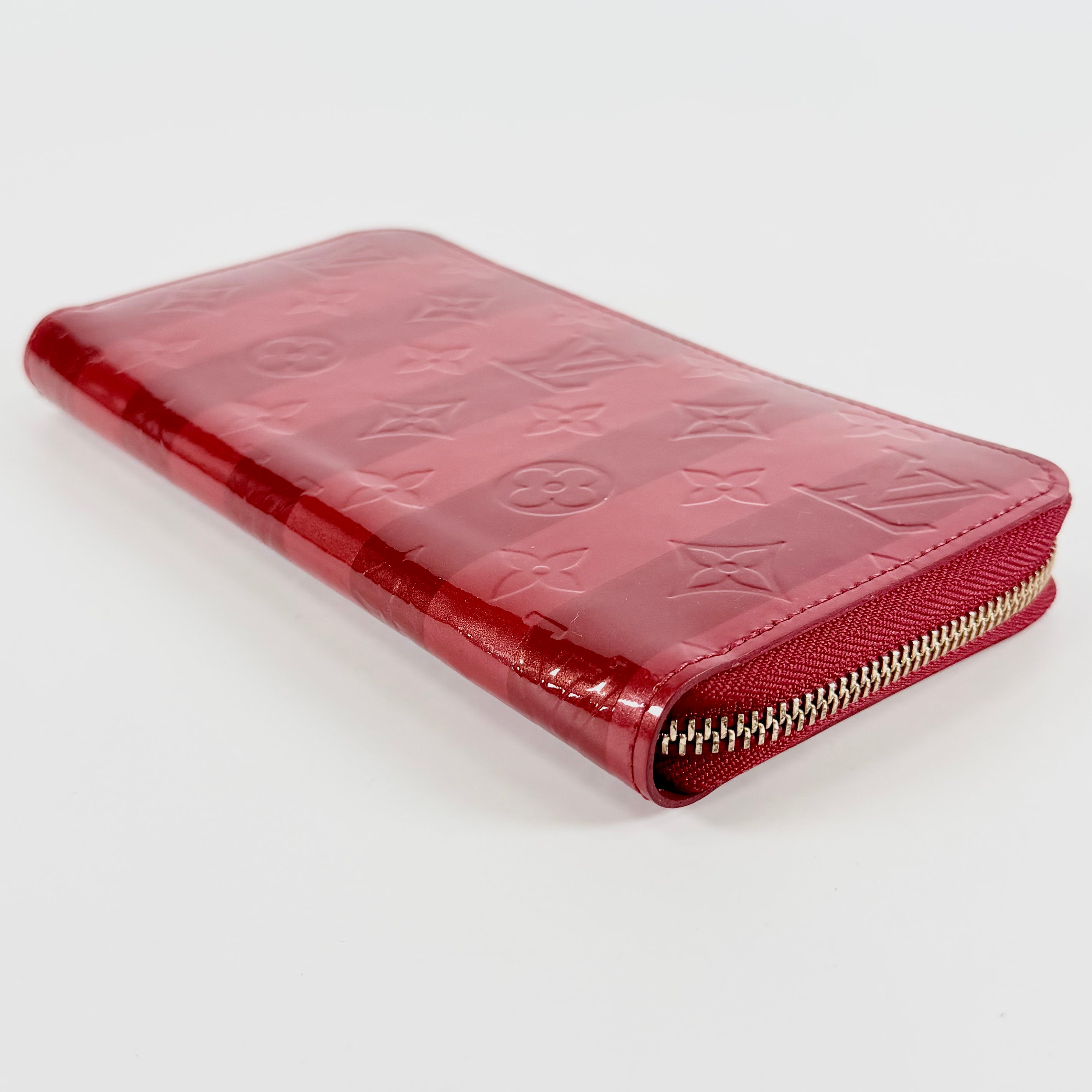 2608 secondhand LV M58036 Vernis Rayures Zippy Wallet Poppy Petal