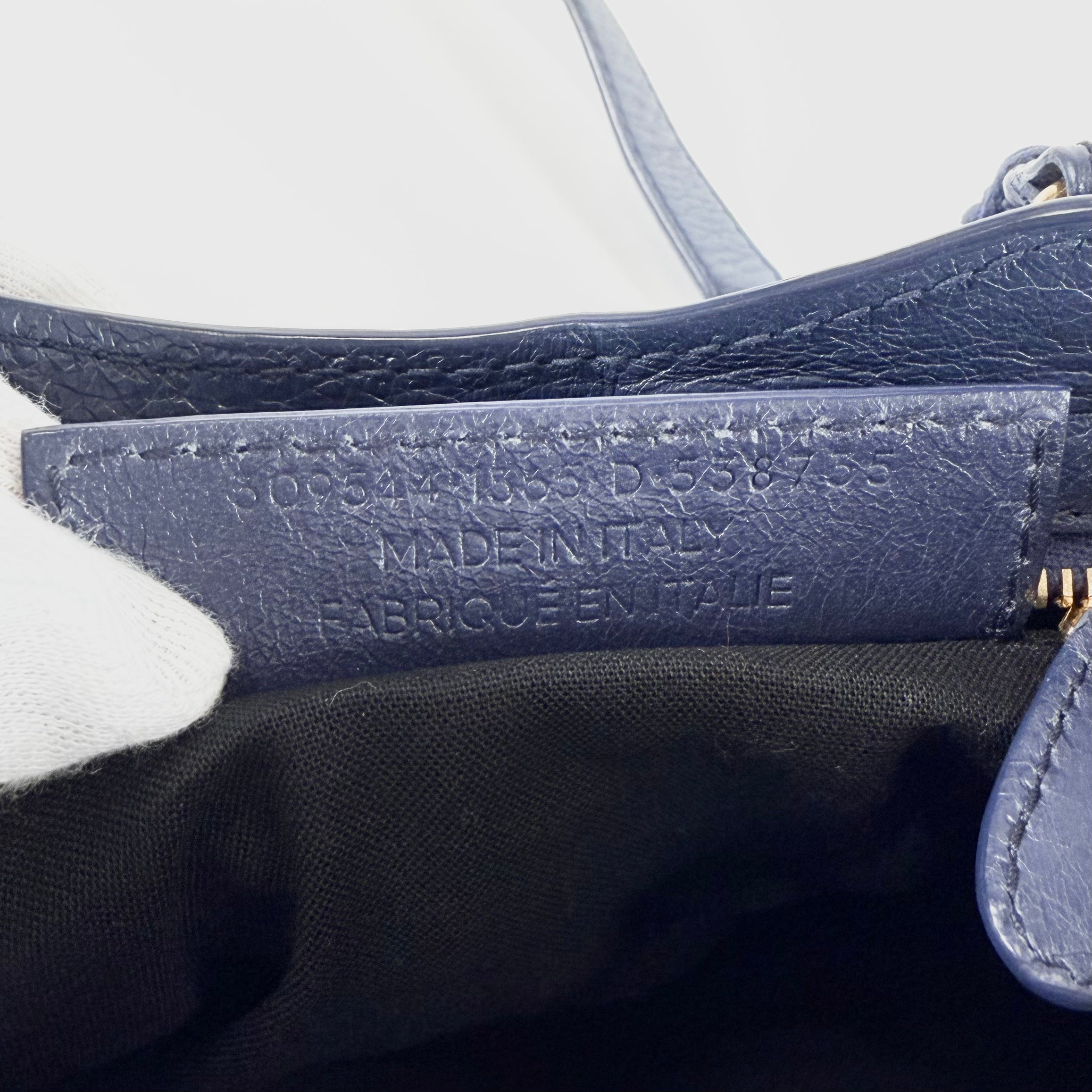 2608 secondhand BALENCIAGA Giant mini City leather 2WAY hand bag Navy 309544 mirror With