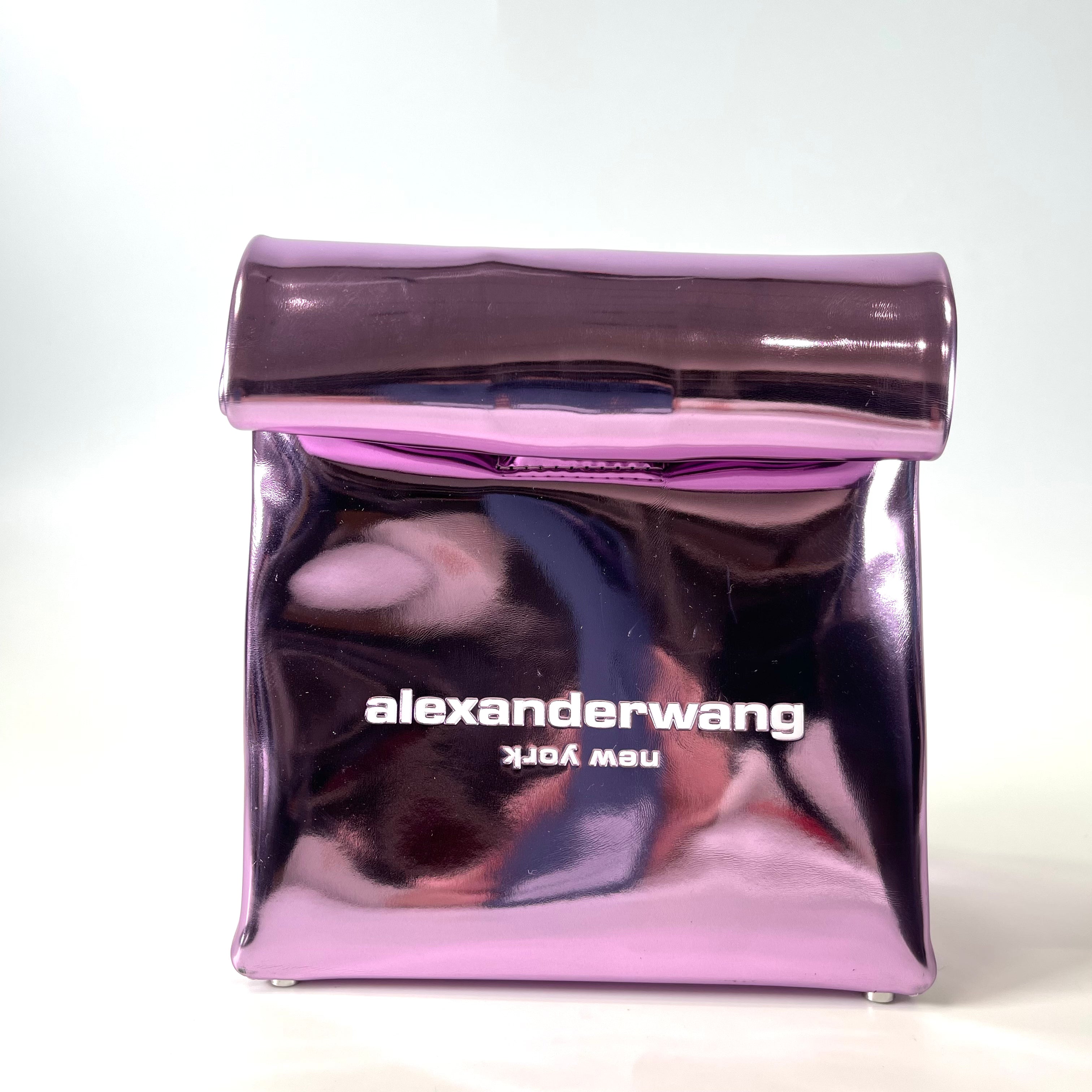 2601 alexanderwang patent clutch metallic pink