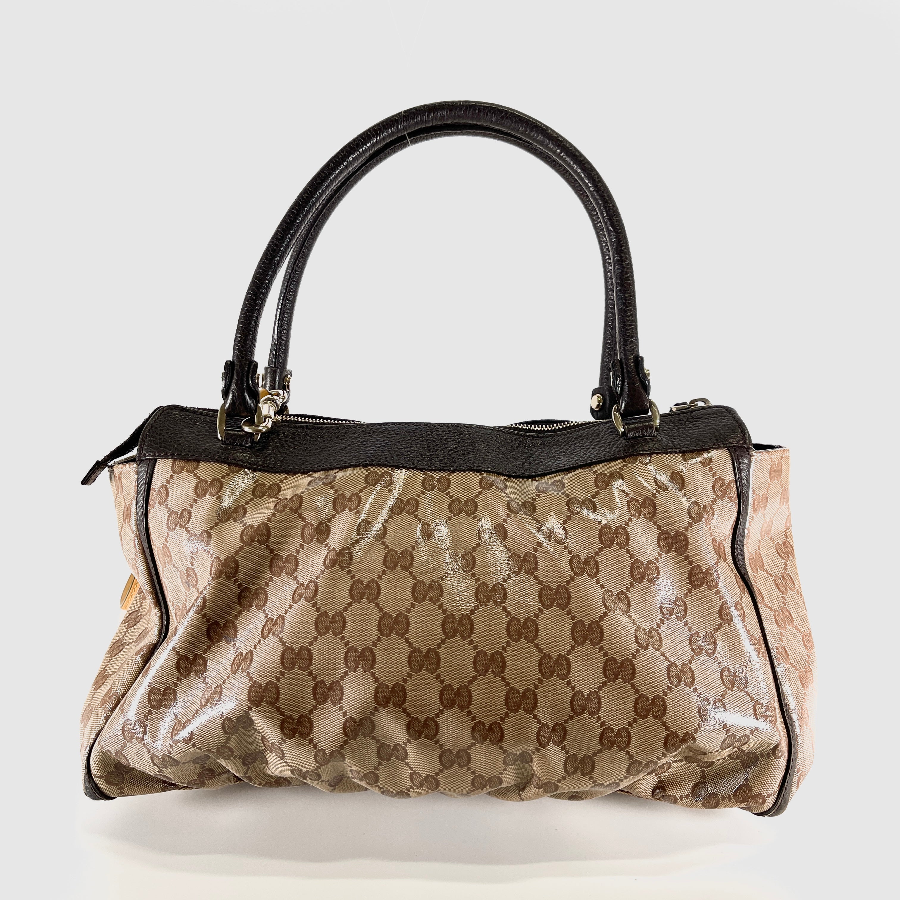 2604 secondhand GUCCI hand bag GG Pattern Abby Brown