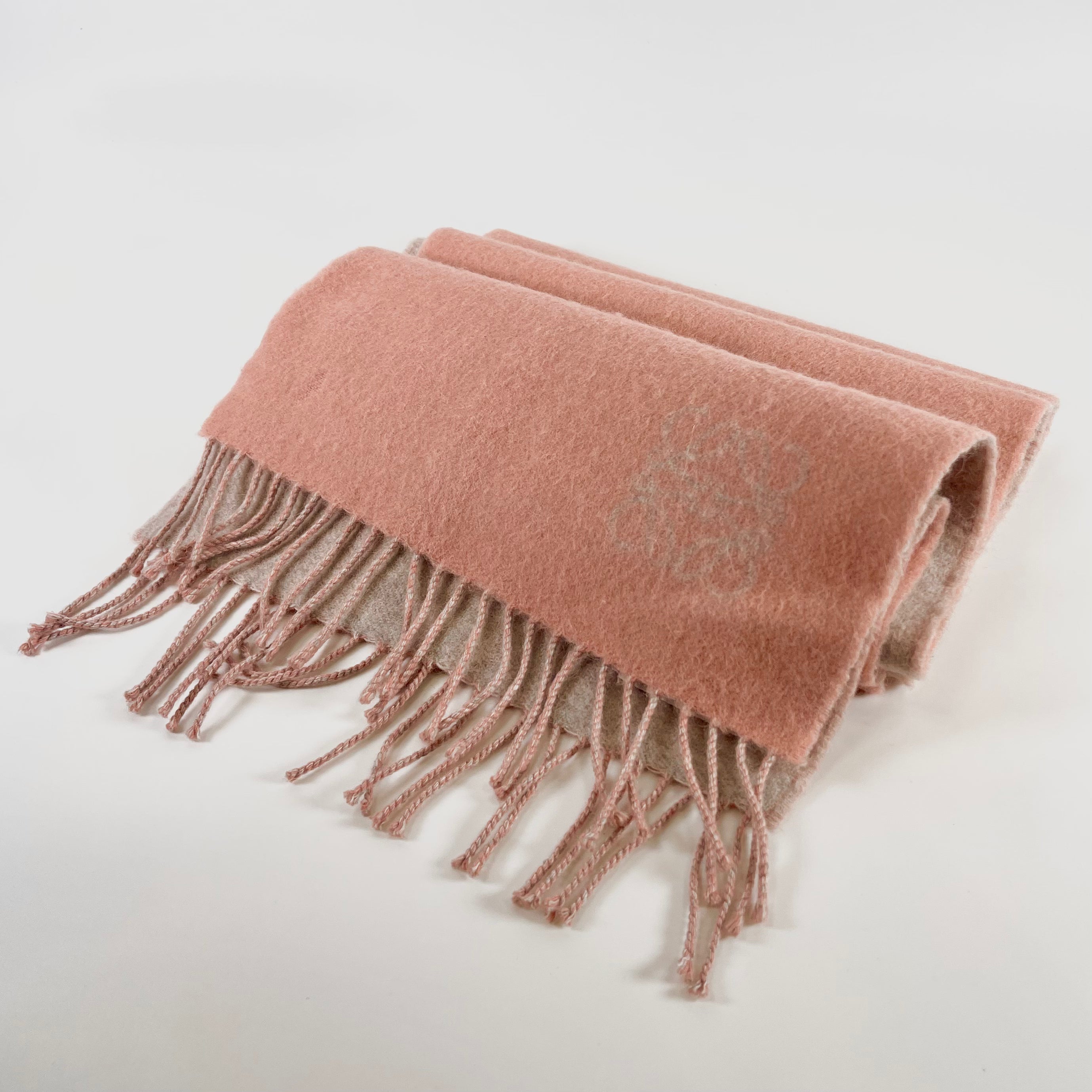 2602 secondhand LOEWE anagram muffler wool × pink gray