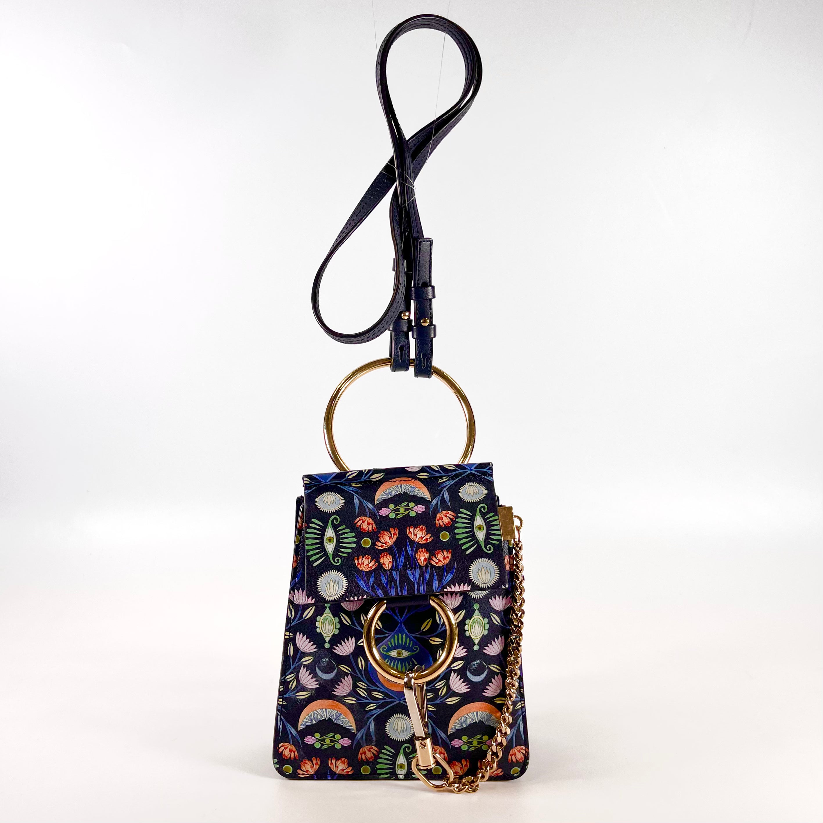 2602 secondhand Cloe brand bag leather Faye Small shoulder C0ZCTJ Navy