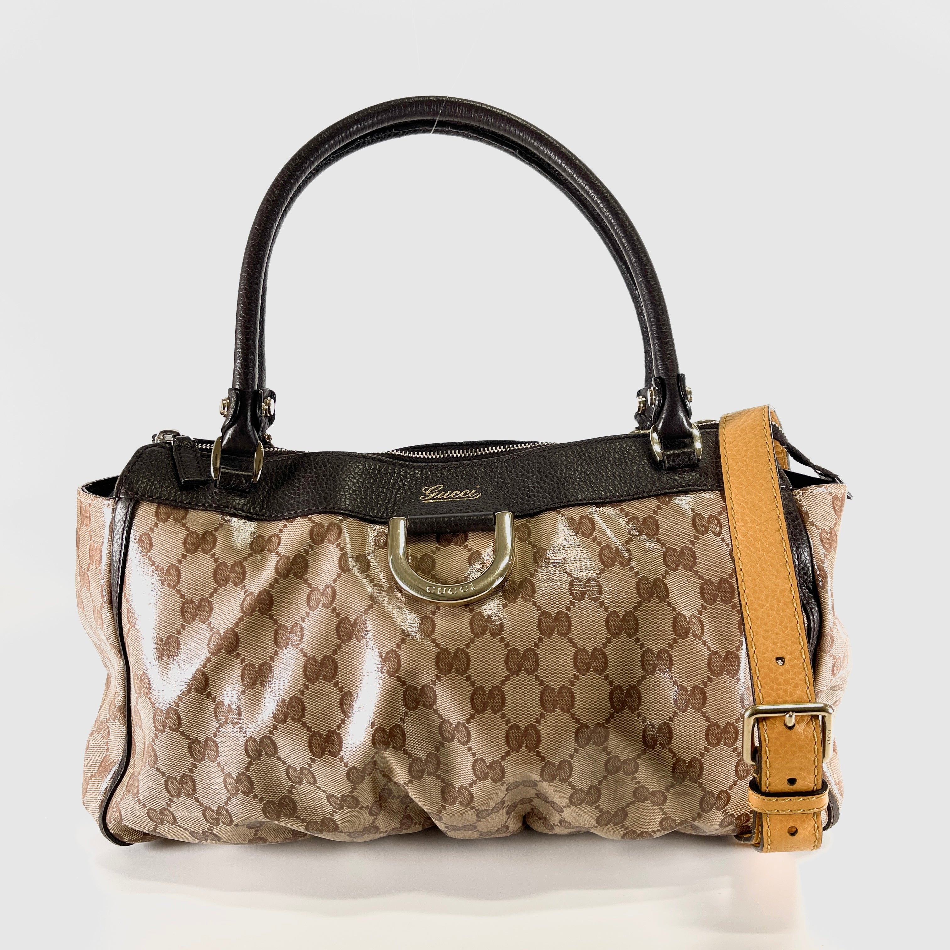 2604 secondhand GUCCI hand bag GG Pattern Abby Brown