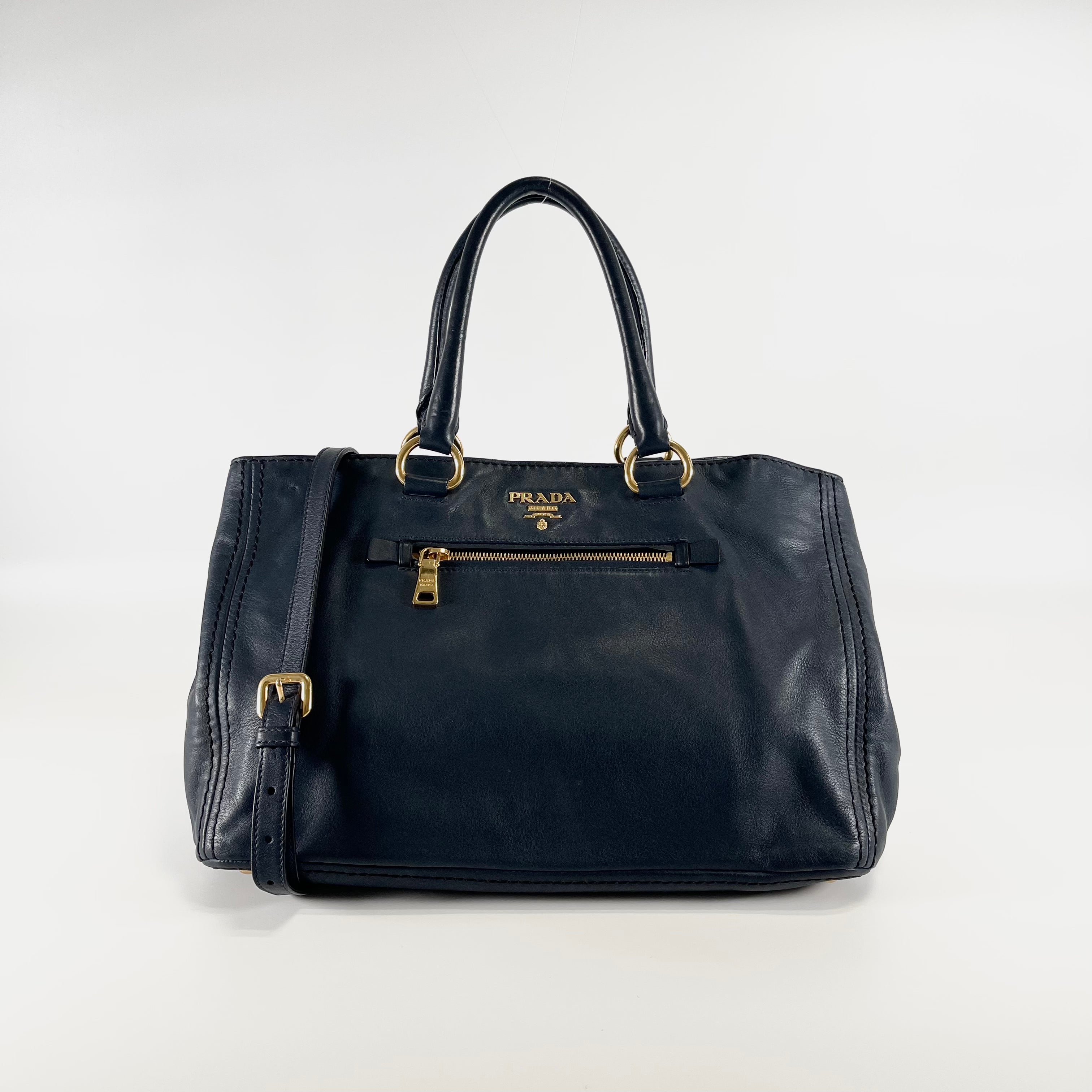 2601 secondhand PRADA 2WAY Tote Bag BN2103 SOFT CALF BALTICO