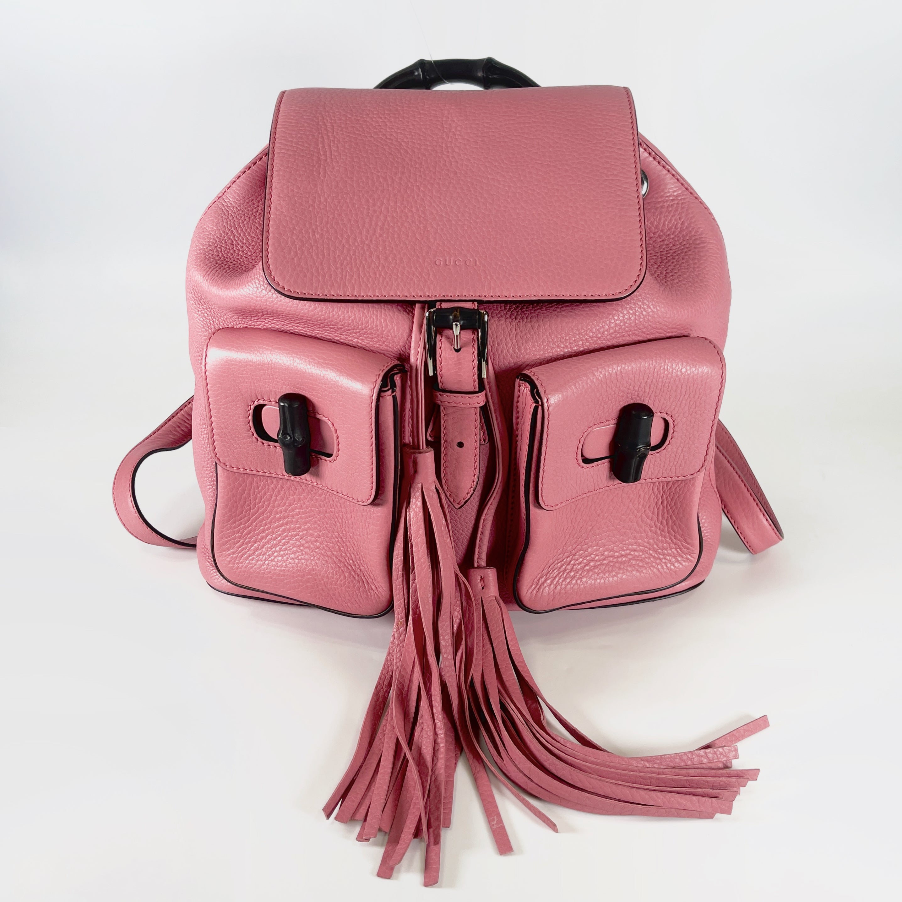 2603 secondhand GUCCI Bamboo backpack pink