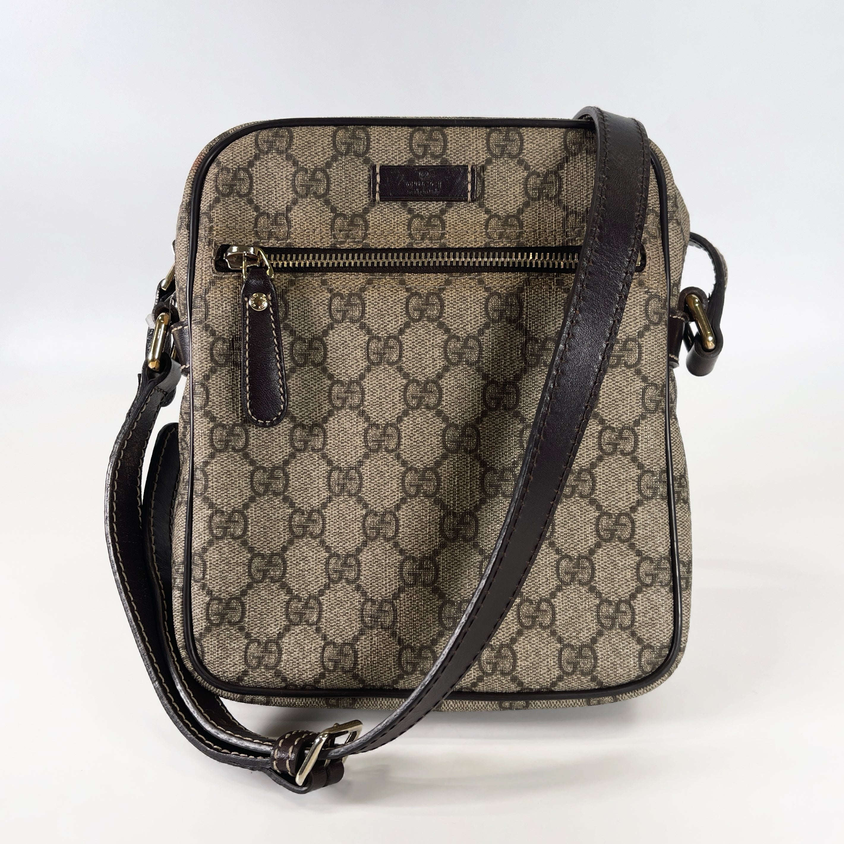 2603 secondhand GUCCI shoulder GG Supreme canvas × leather beige 233268525040
