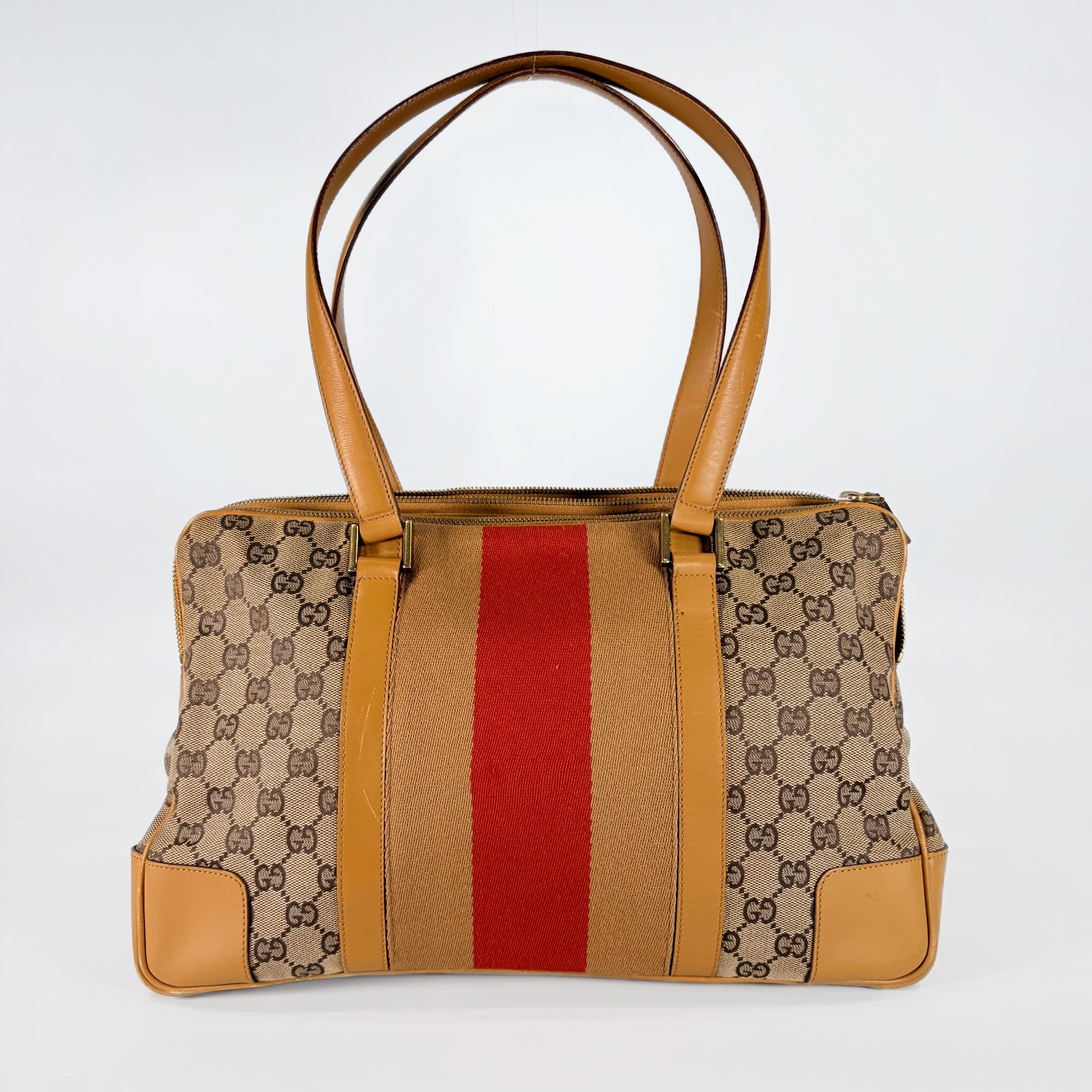 2605 secondhand GUCCI Tote Bag web stripe shoulder WG Pattern Inside