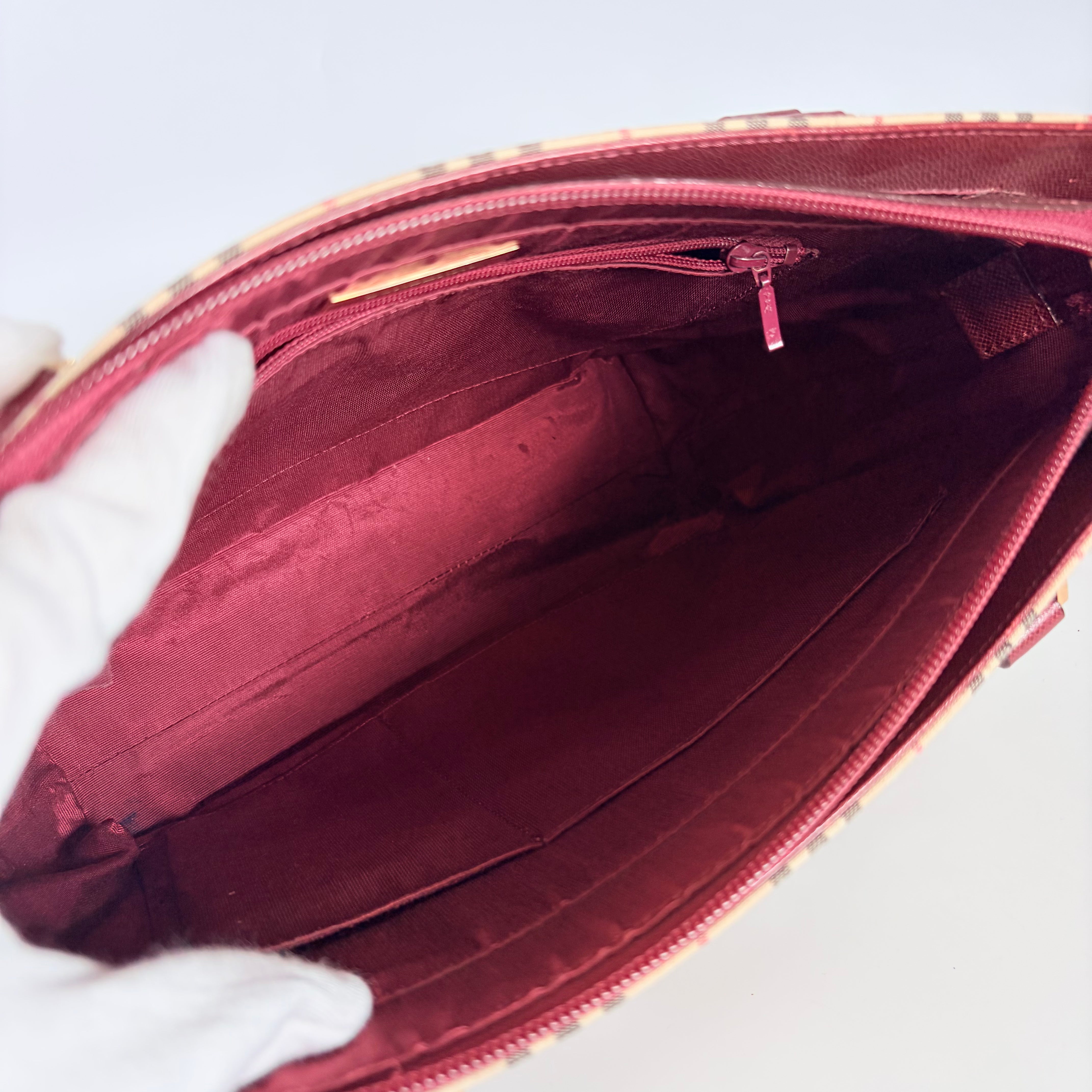 2604 secondhand BURBERRY Tote Bag check Tote Bordeaux
