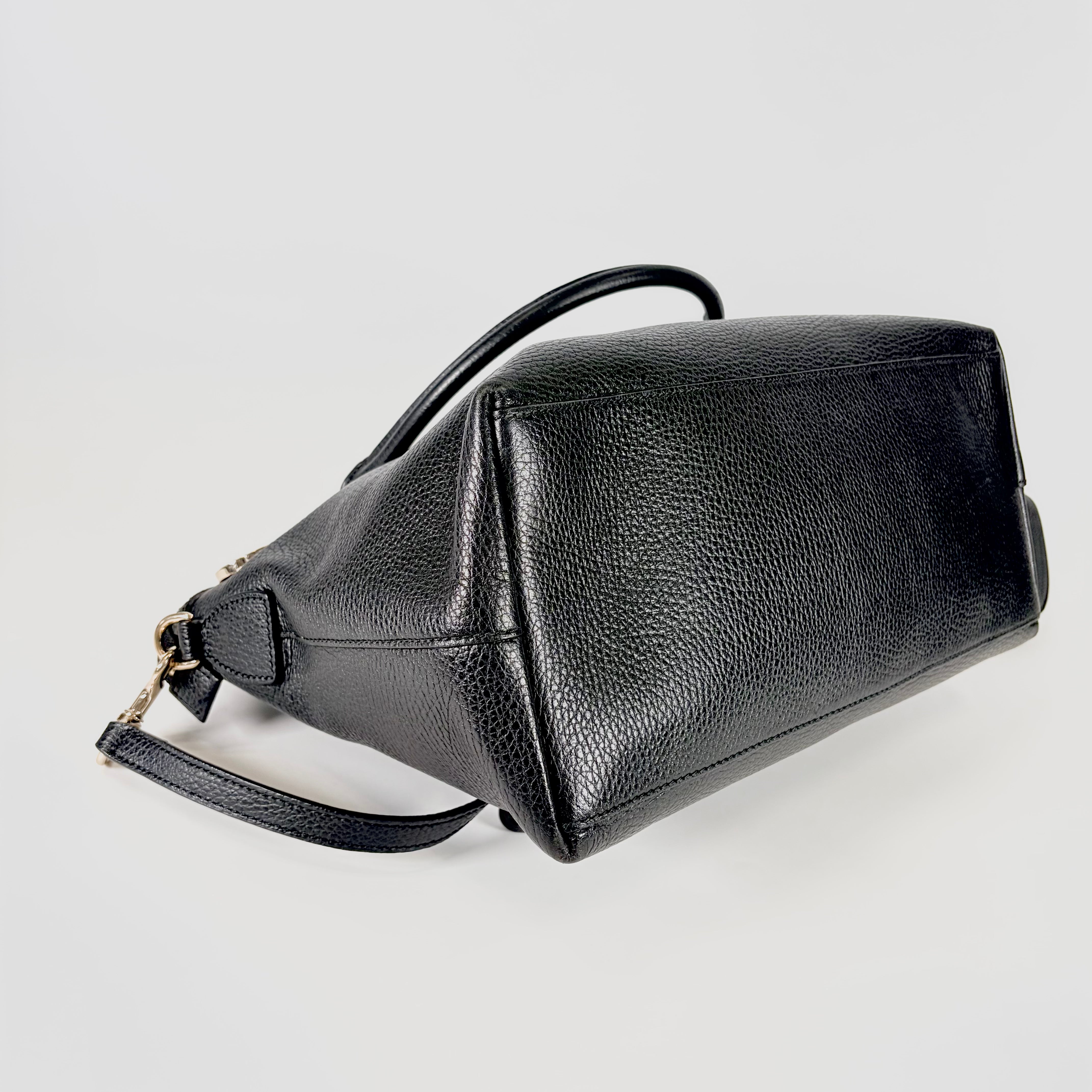 2605 secondhand GUCCI Interlocking G 2 WAY hand bag 449651 leather black