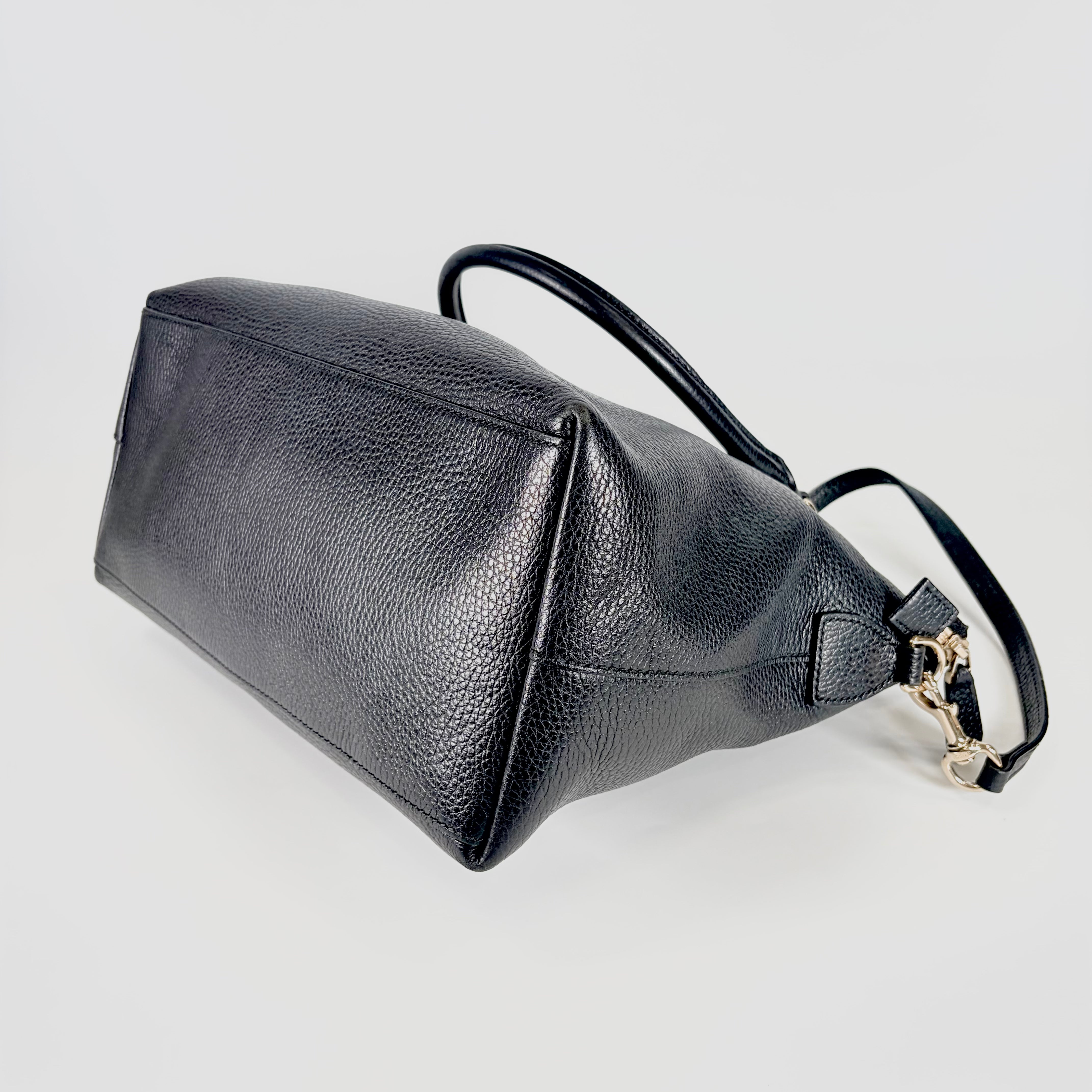 2605 secondhand GUCCI Interlocking G 2 WAY hand bag 449651 leather black