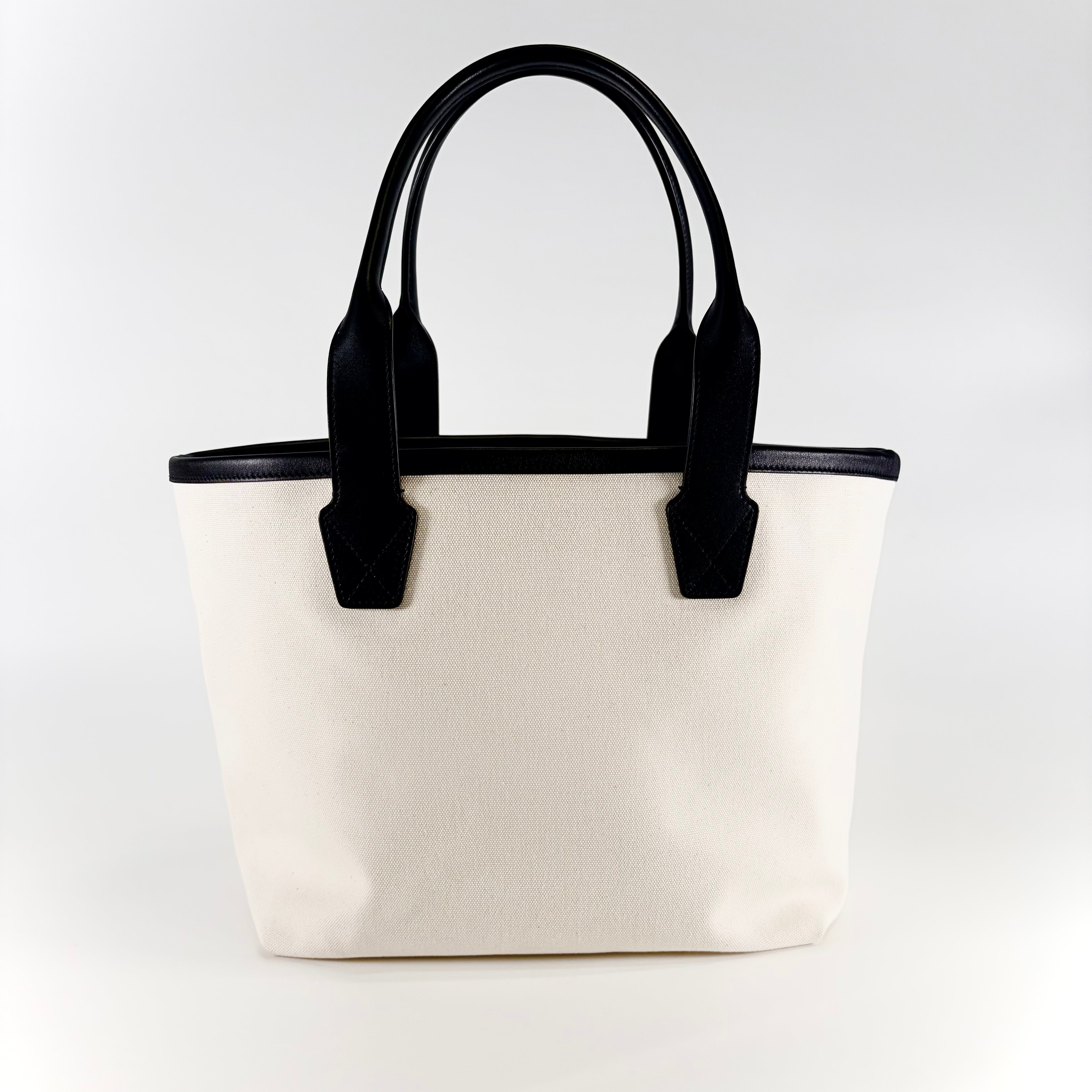2605 secondhand BALENCIAGA canvas Tote black × white