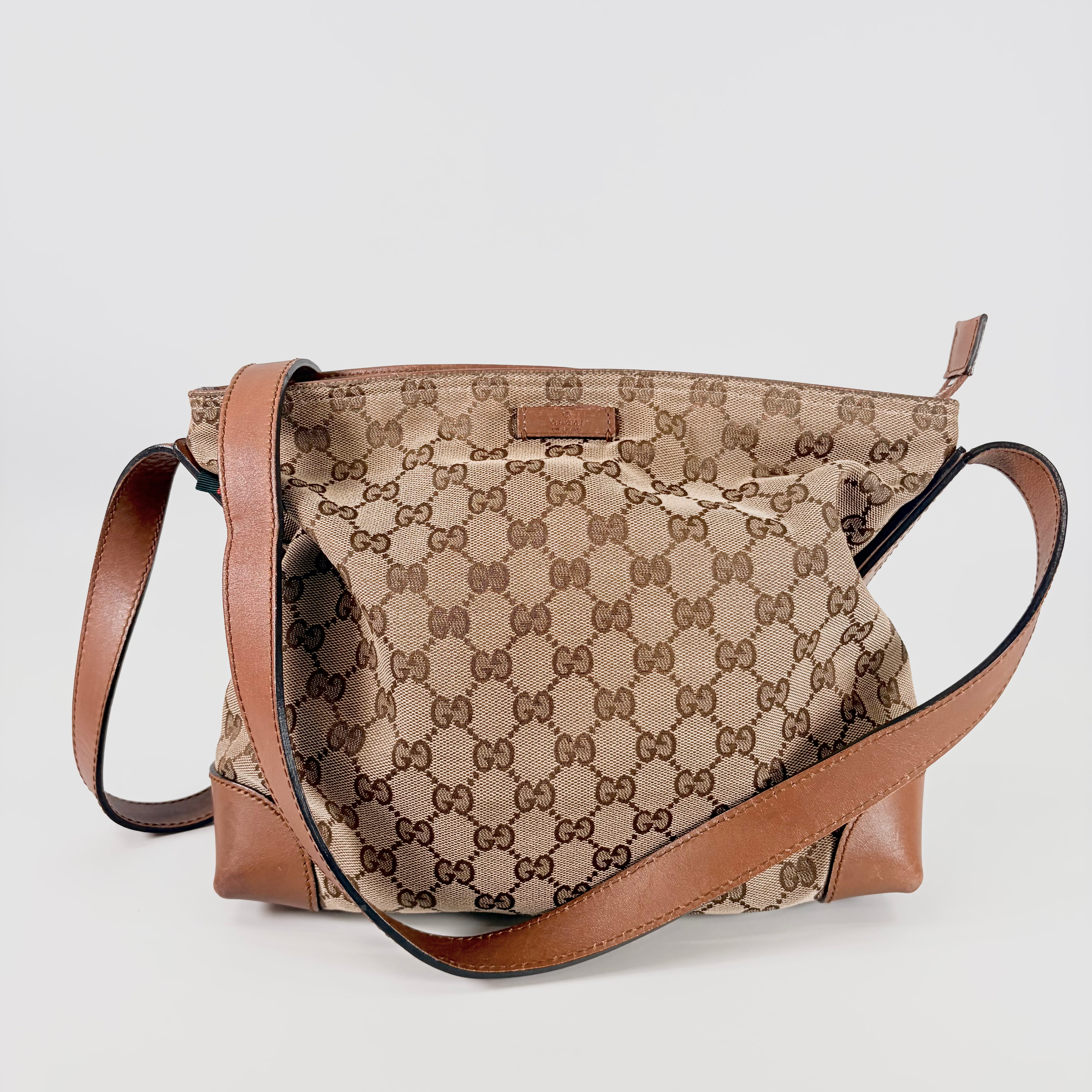 2605 secondhand GUCCI 337598■GG canvas Sherry line 337598 leather Shoulder bag shoulder bag / Crossbody Bag