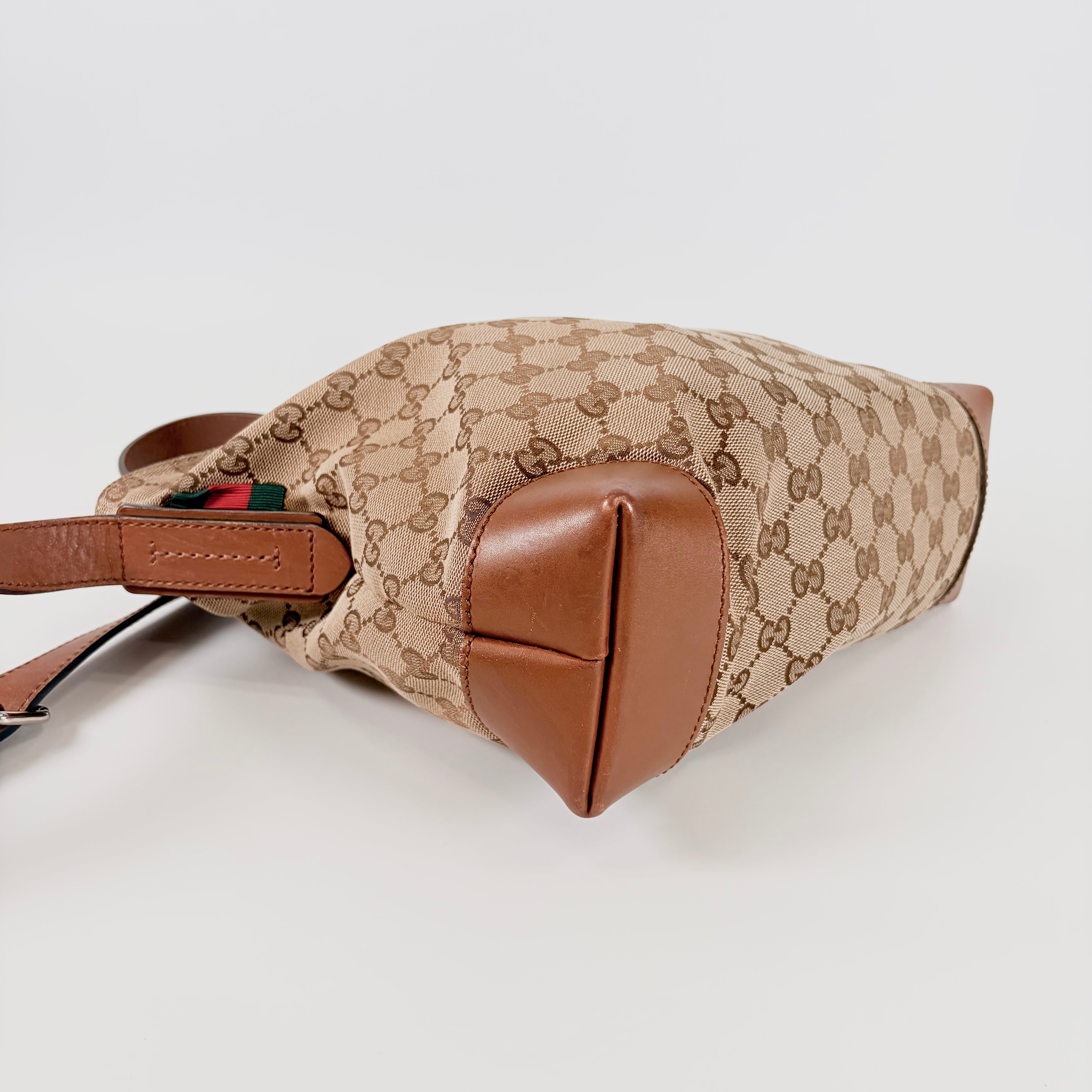 2605 secondhand GUCCI 337598■GG canvas Sherry line 337598 leather Shoulder bag shoulder bag / Crossbody Bag