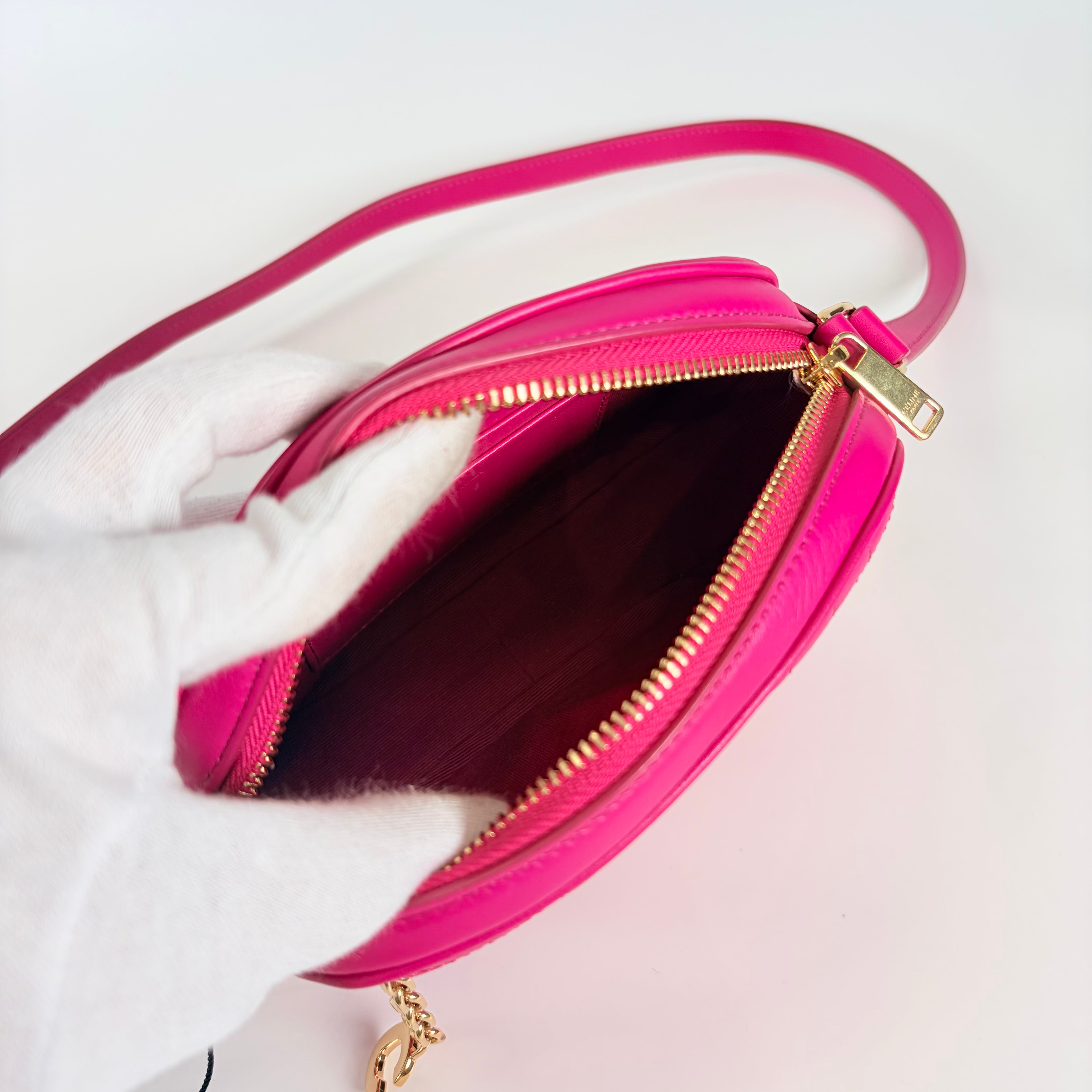 2604 secondhand CELINE Shoulder bag quilting leather pink