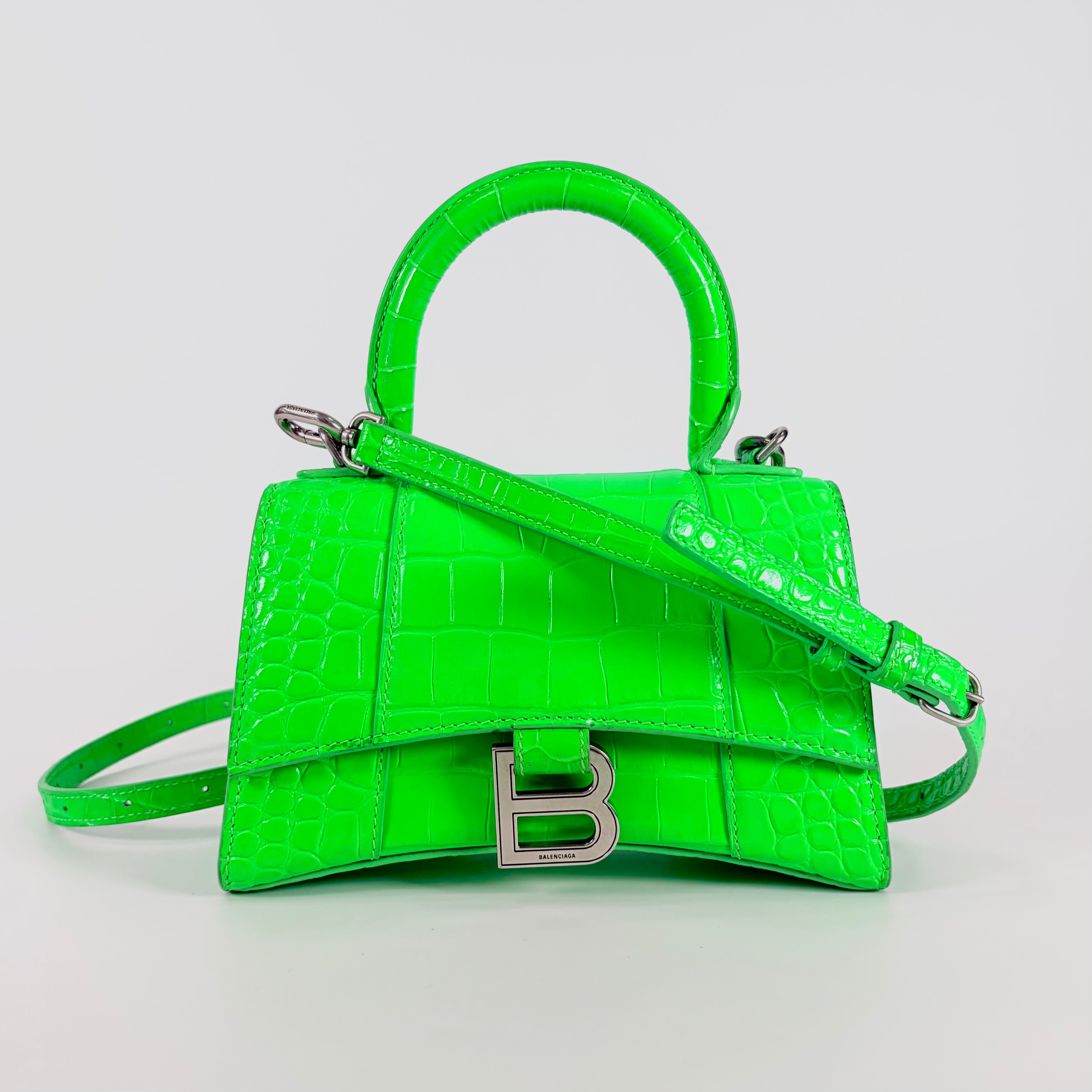 2604 secondhand BALENCIAGA Hourglass XS 2way Shoulder bag green