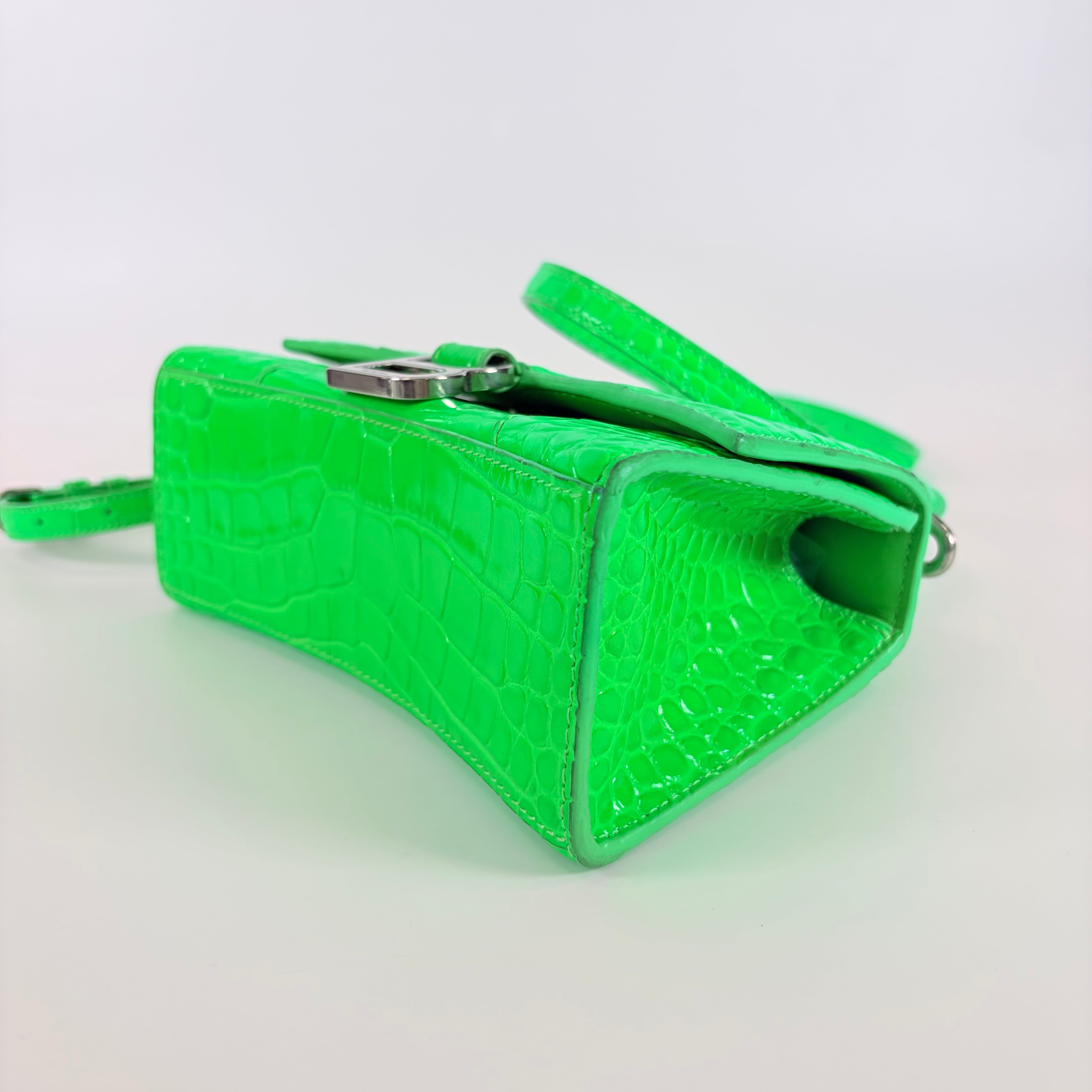 2604 secondhand BALENCIAGA Hourglass XS 2way Shoulder bag green