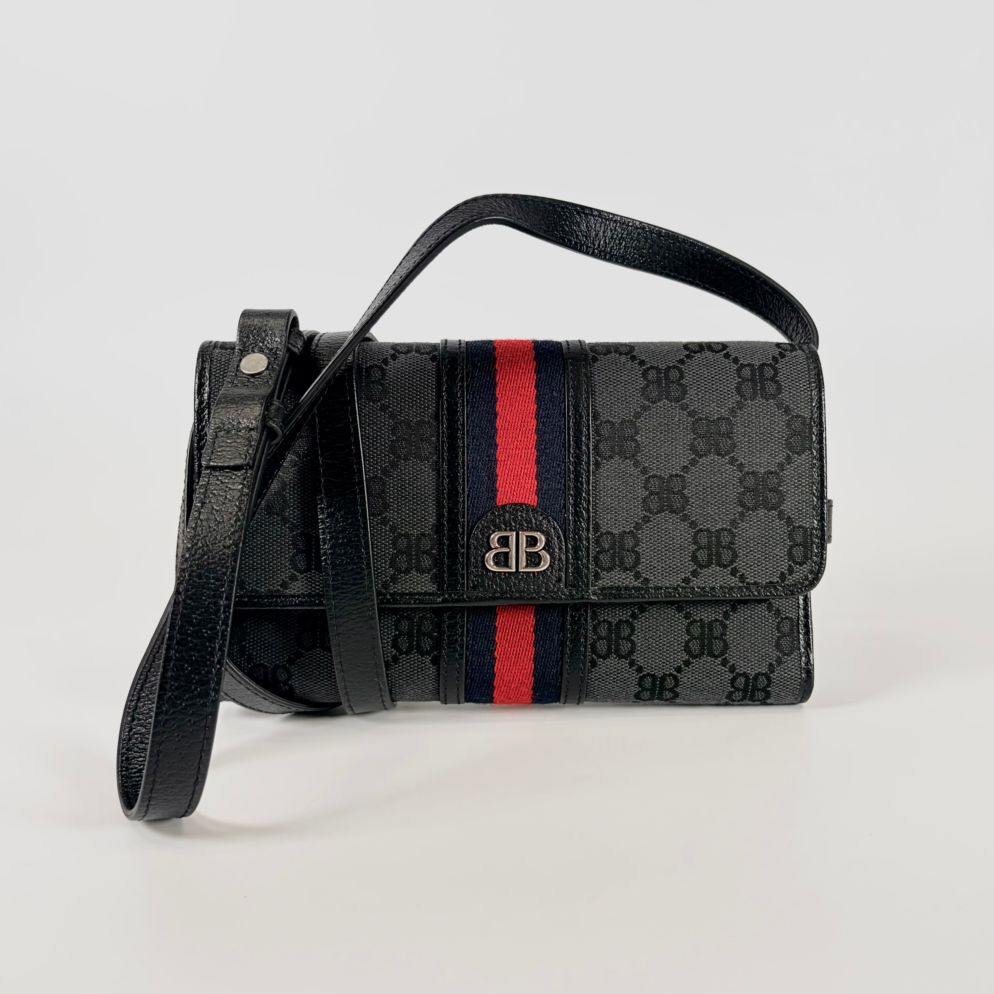 2605 secondhand BALENCIAGA Wallet canvas shoulder Wallet black