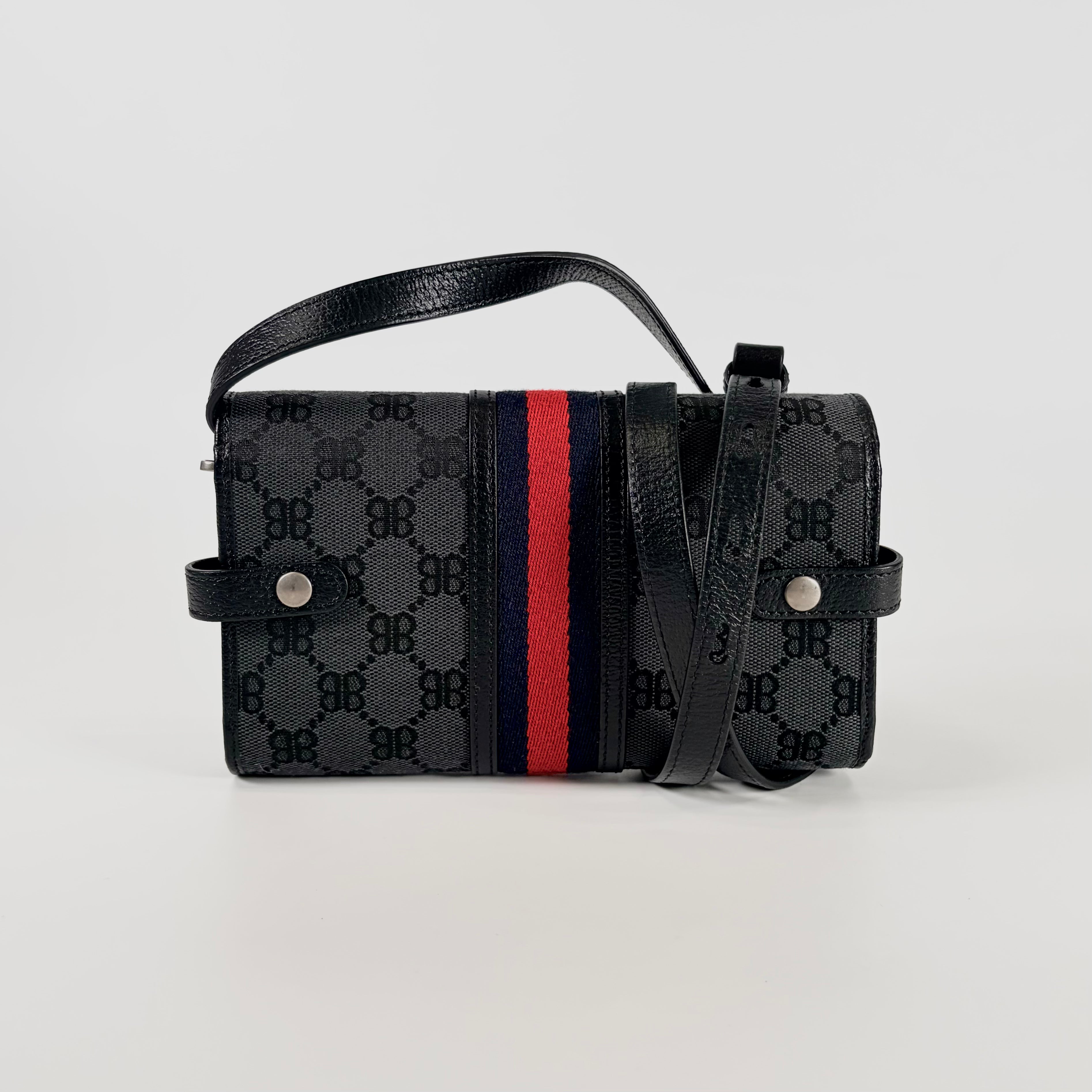 2605 secondhand BALENCIAGA Wallet canvas shoulder Wallet black