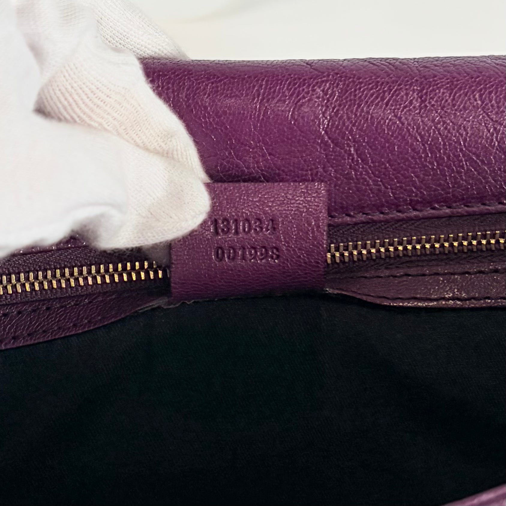 2604 secondhand GUCCI hand bag Interlocking flap leather purple