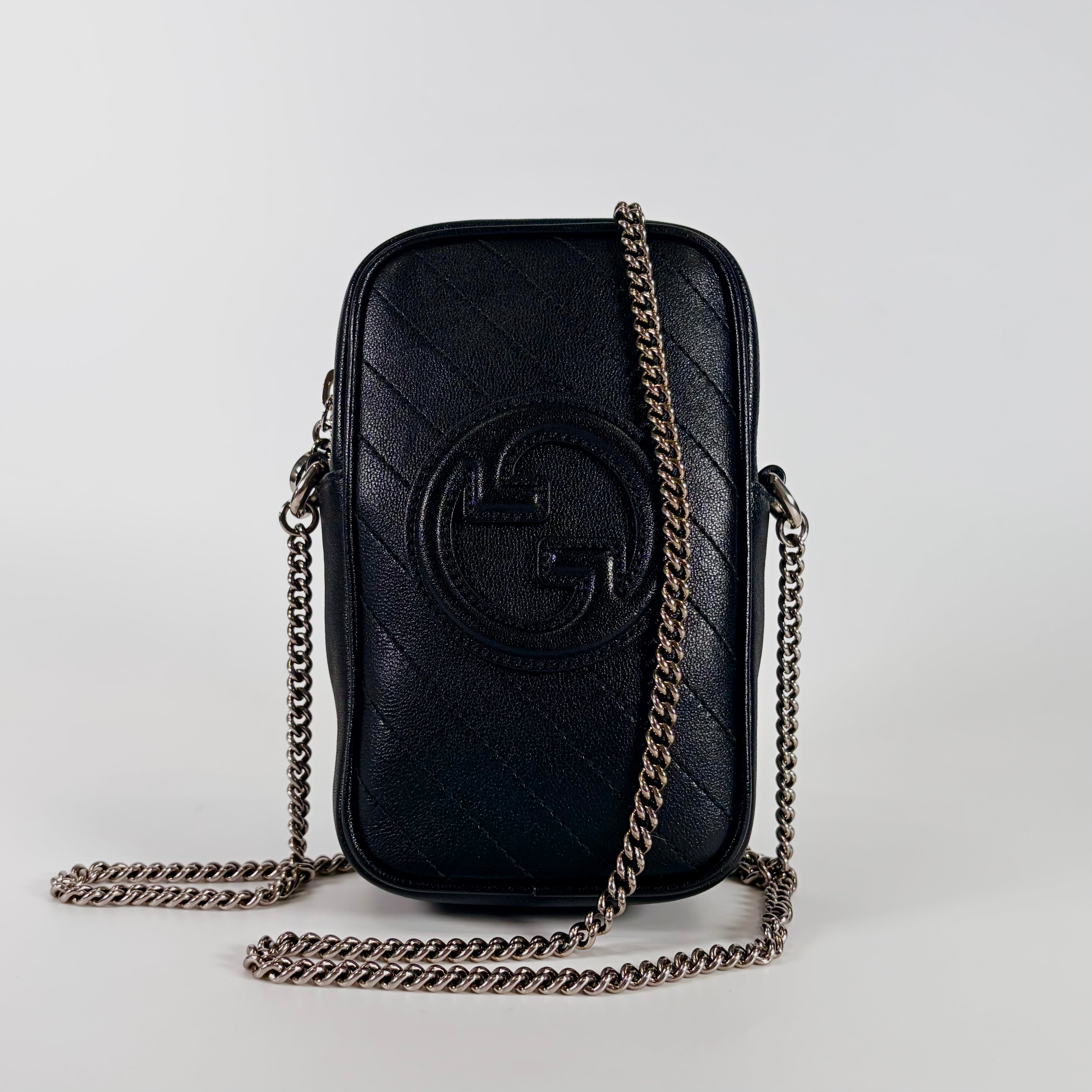 2605 secondhand GUCCI brand bag 760315 leather Blondie mini chain black