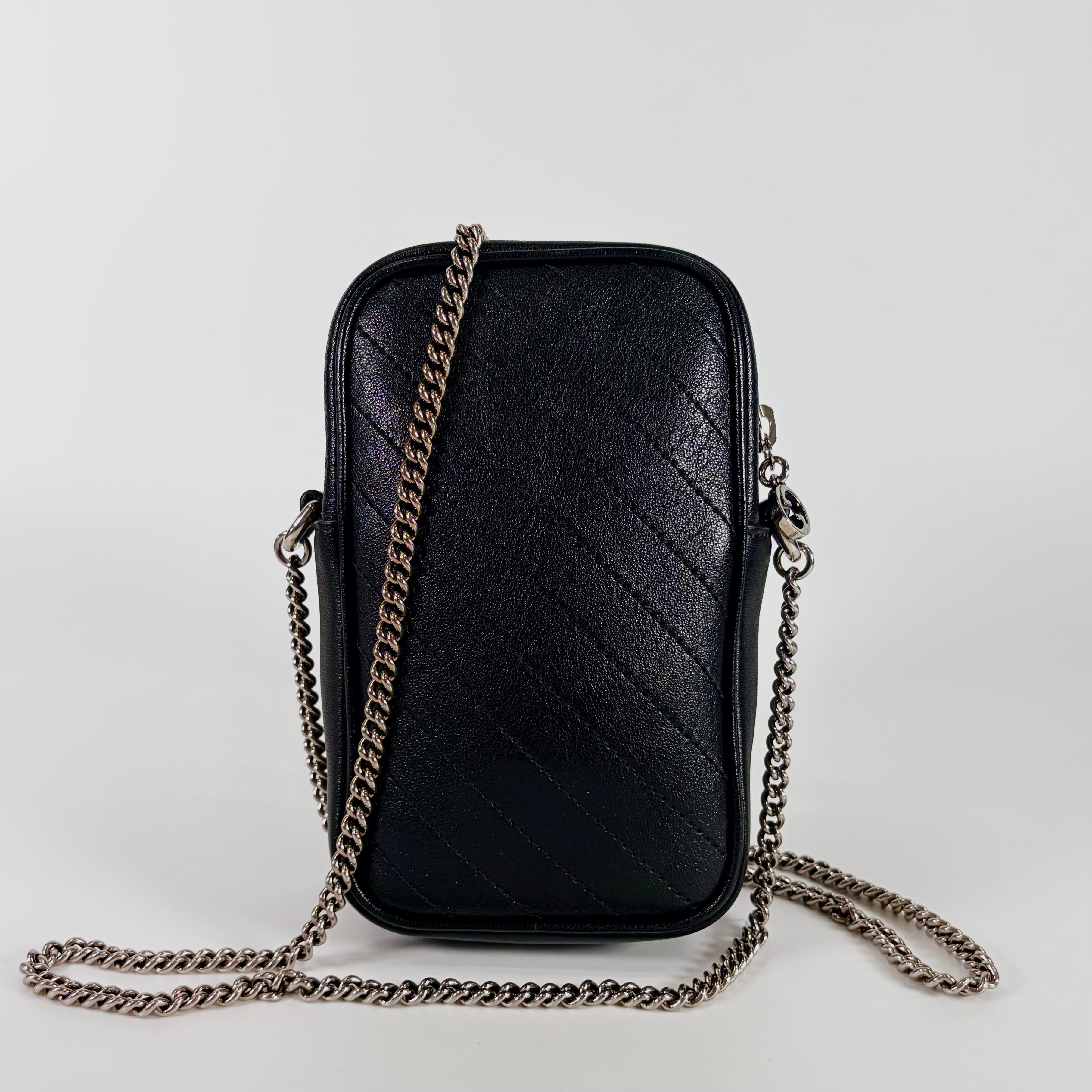 2605 secondhand GUCCI brand bag 760315 leather Blondie mini chain black