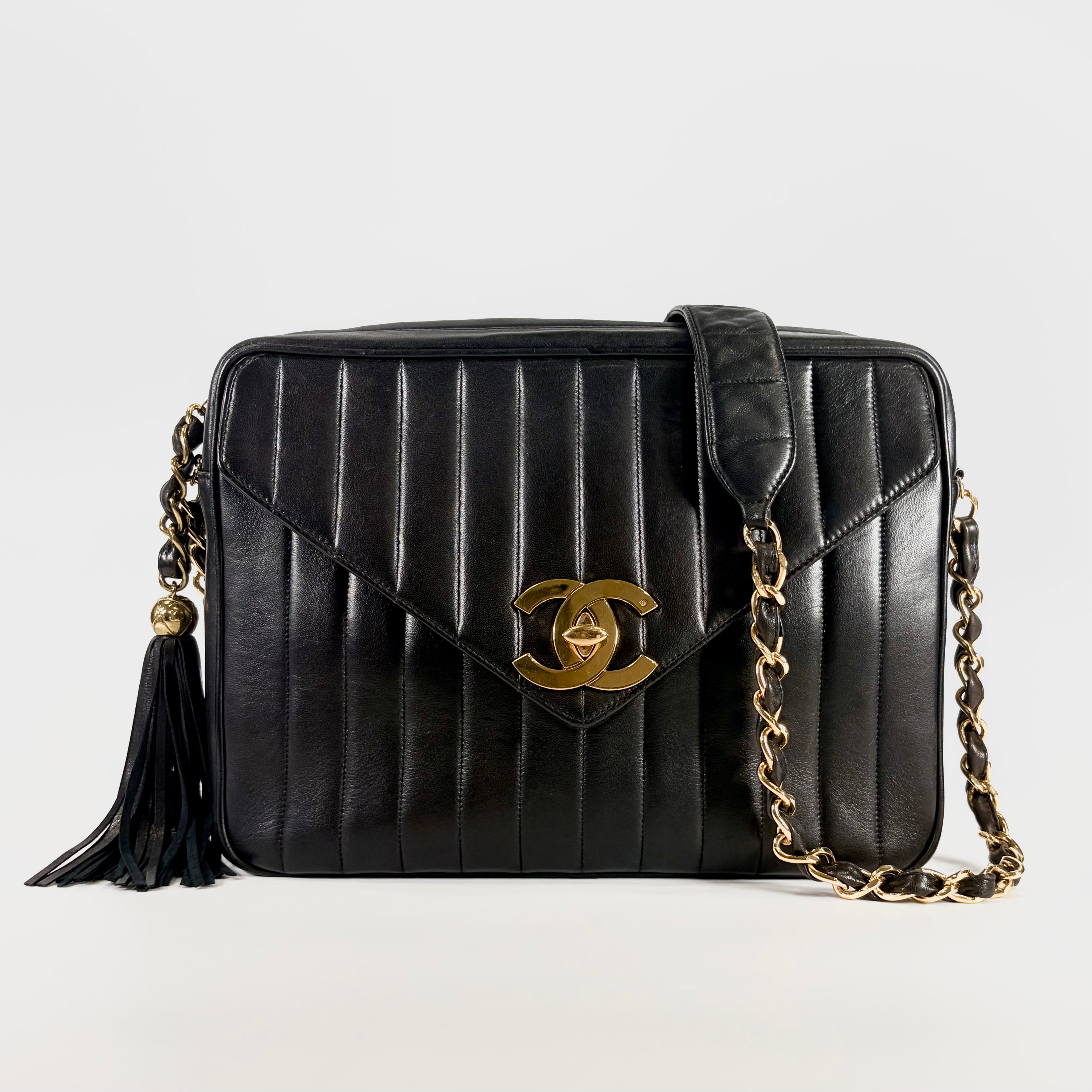 2604 secondhand CHANEL lambskin Mademoiselle Big Matelasse black