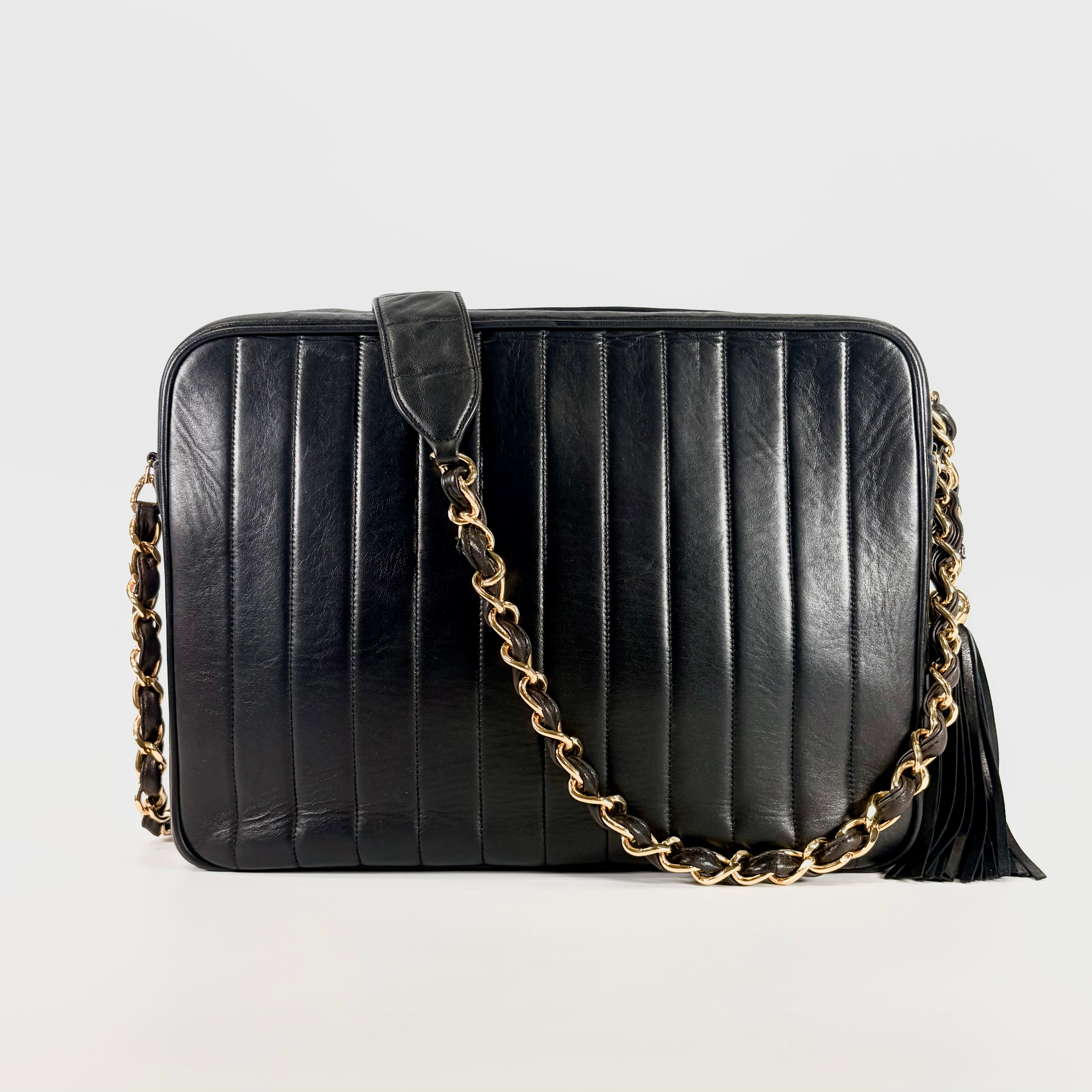 2604 secondhand CHANEL lambskin Mademoiselle Big Matelasse black